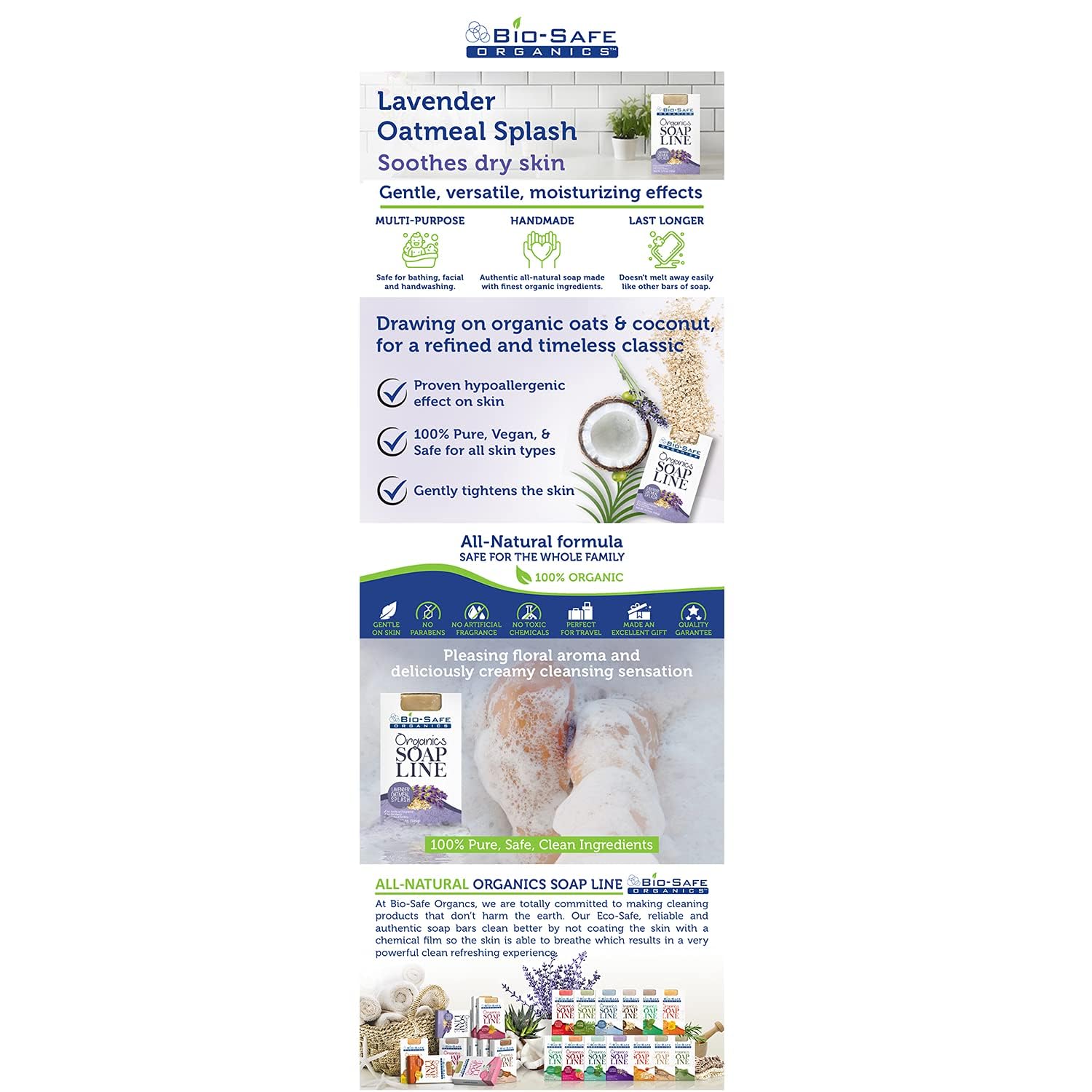 Jabón orgánico de avena de lavanda  Jabón de baño lujoso 100% orgánico hecho a mano  Jabón natural  Aromaterapia relajante para todas las pieles