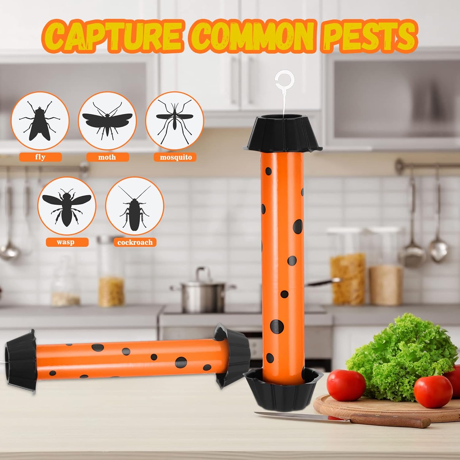 Trampas para moscas de frutas para interiores, trampas colgantes para moscas al aire libre, trampas adhesivas para mosquitos para interiores, tubos