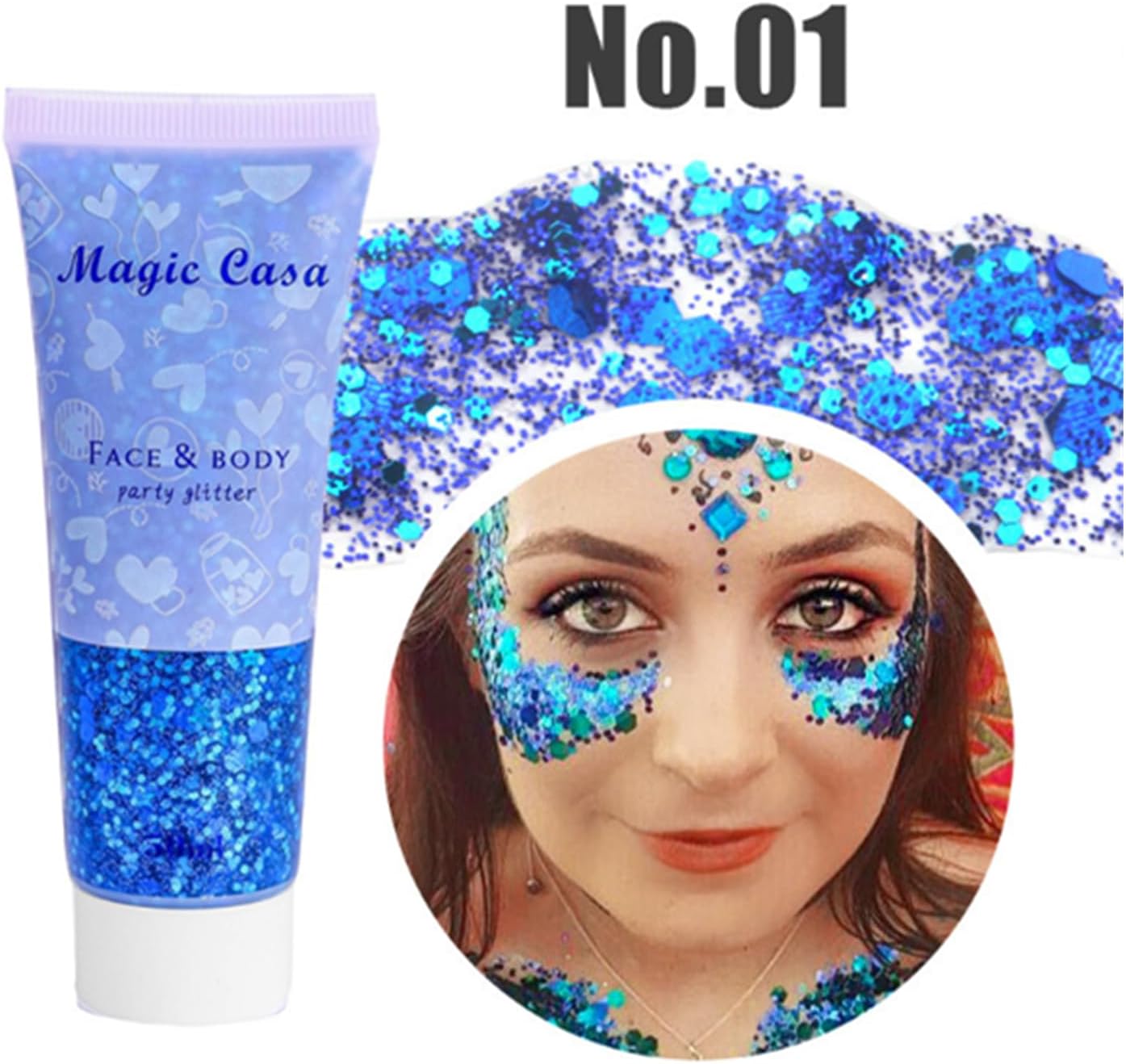 Gel de purpurina corporal de 3 colores, brillo de lentejuelas para rostro y cuerpo, purpurina gruesa de sirena, festival de polvo cosmético
