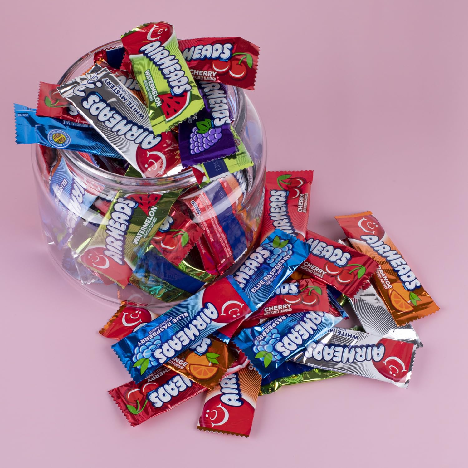 Airheads – Mini barras de dulces  1.5 libras de sabores surtidos de frutas, envueltas individualmente, caramelo de frutas, Navidad, regalos,