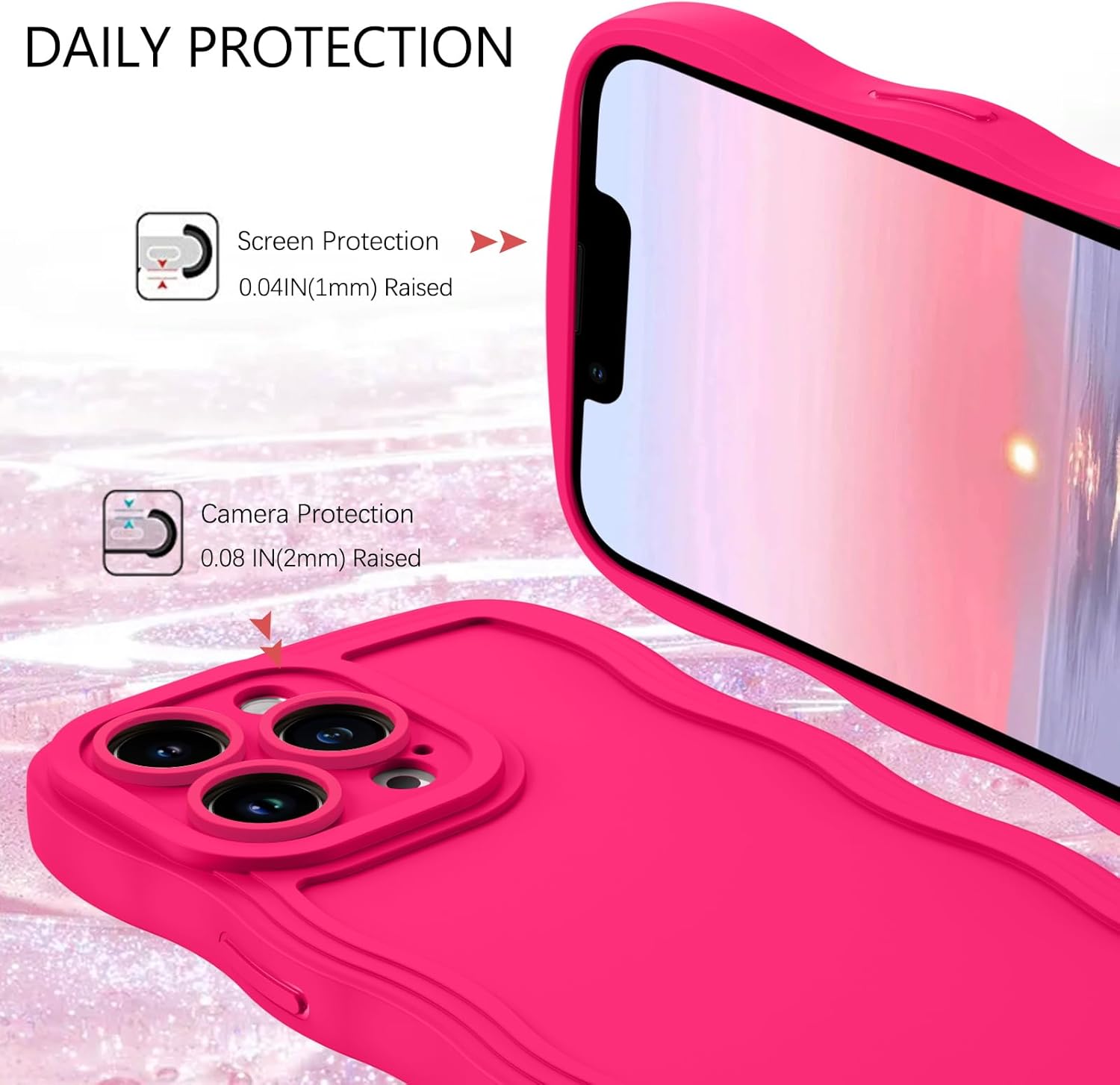 GUAGUA Funda para iPhone 13 Pro de 6.1 pulgadas, funda de teléfono para iPhone 13 Pro, bonito diseño de forma de onda rizada, suave híbrido, TPU, a