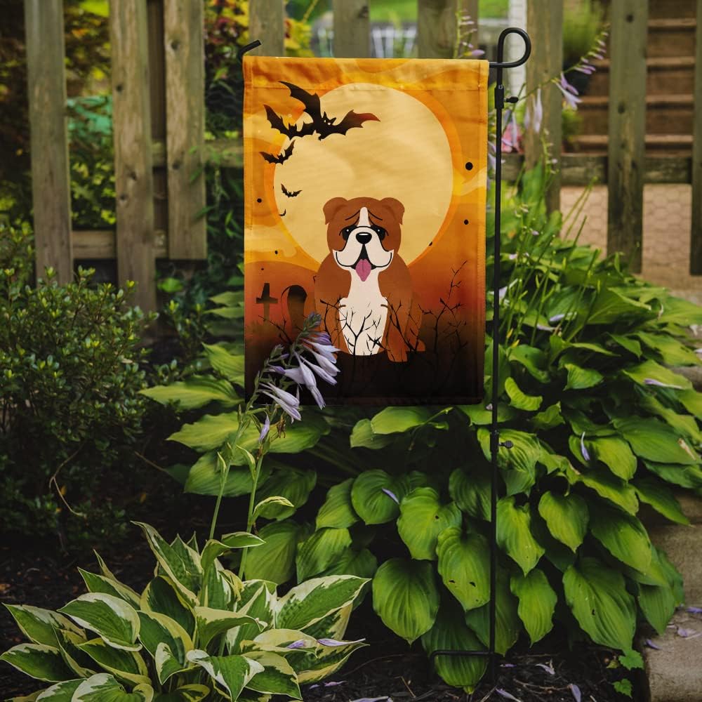 Caroline’s Treasures BB4386GF Bandera de Halloween Bulldog Inglés Rojo Blanco Bandera de Jardín Bandera Decorativa Patio Exterior Jardín Jardín,