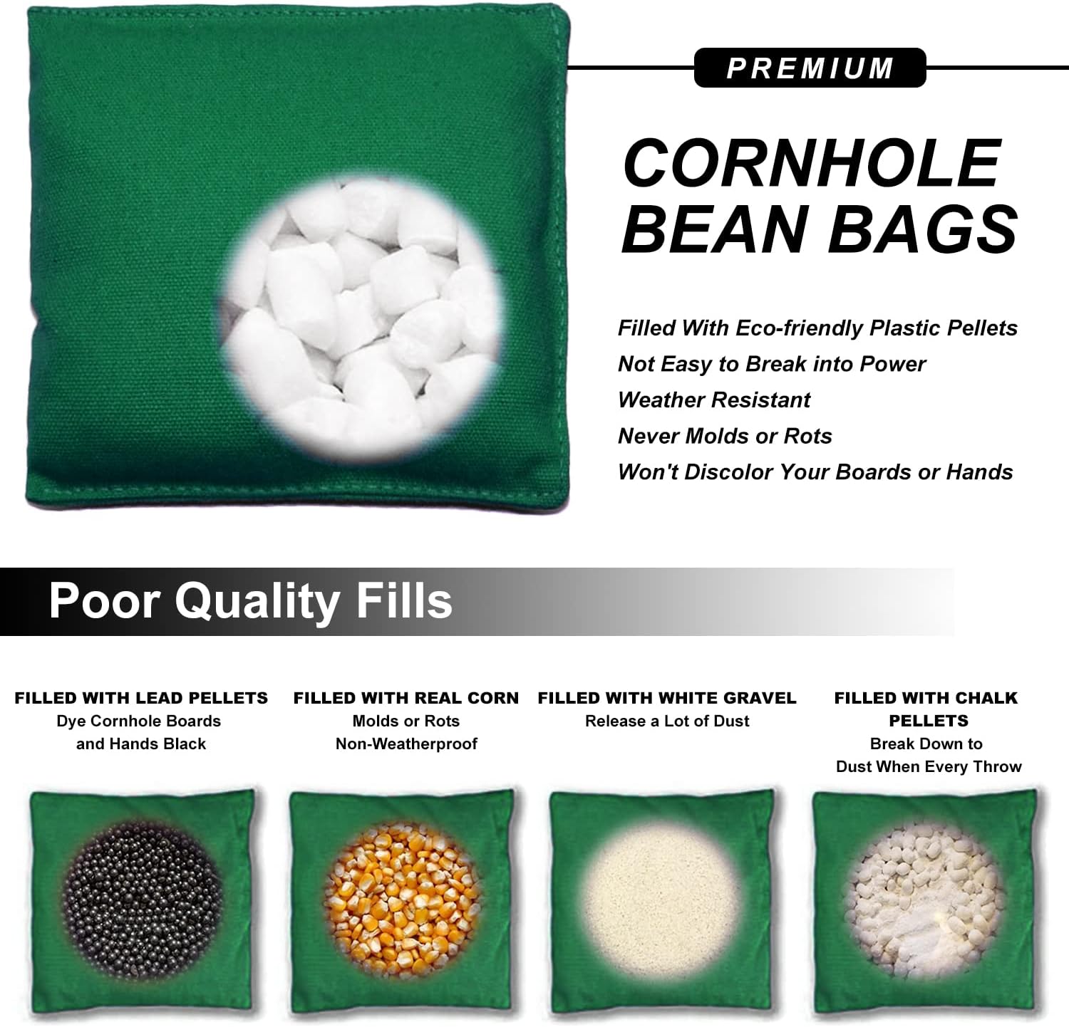 JMEXSUSS Juego de 8 bolsas de cornhole estándar resistentes a la intemperie, profesionales reguladoras para juegos de lanzamiento, bolsas de