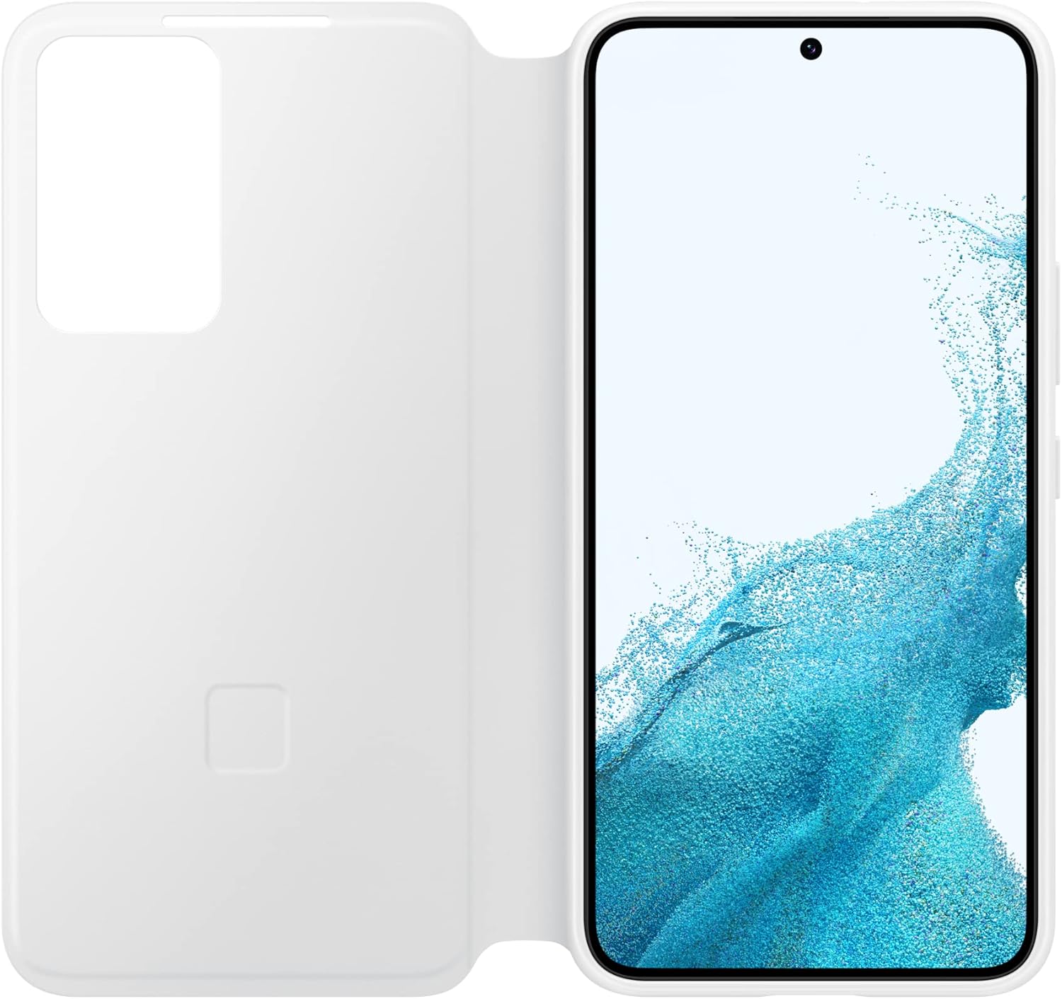 SAMSUNG Funda protectora para teléfono Galaxy S22 S-View, control de grifo, diseño de vanguardia, versión estadounidense, color blanco,