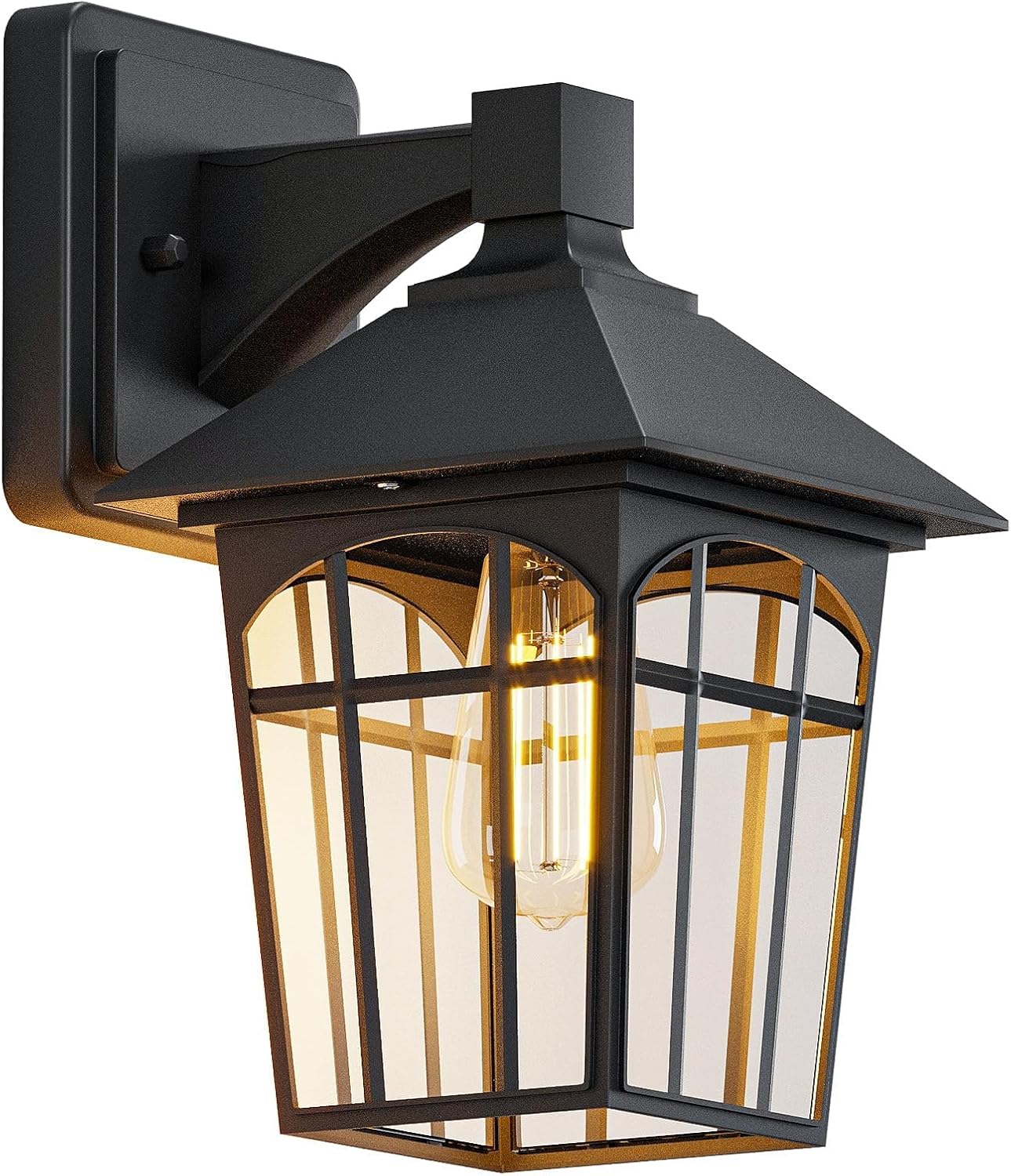 Zanritelit Farol de pared para exteriores, color negro mate, impermeable, accesorios de iluminación exterior, aplique de montaje en pared para casa,