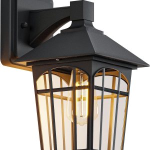 Zanritelit Farol de pared para exteriores, color negro mate, impermeable, accesorios de iluminación exterior, aplique de montaje en pared para casa, Zanritelit Farol de pared para exteriores, color negro mate, impermeable, accesorios de iluminación exterior, aplique de montaje en pared para casa,