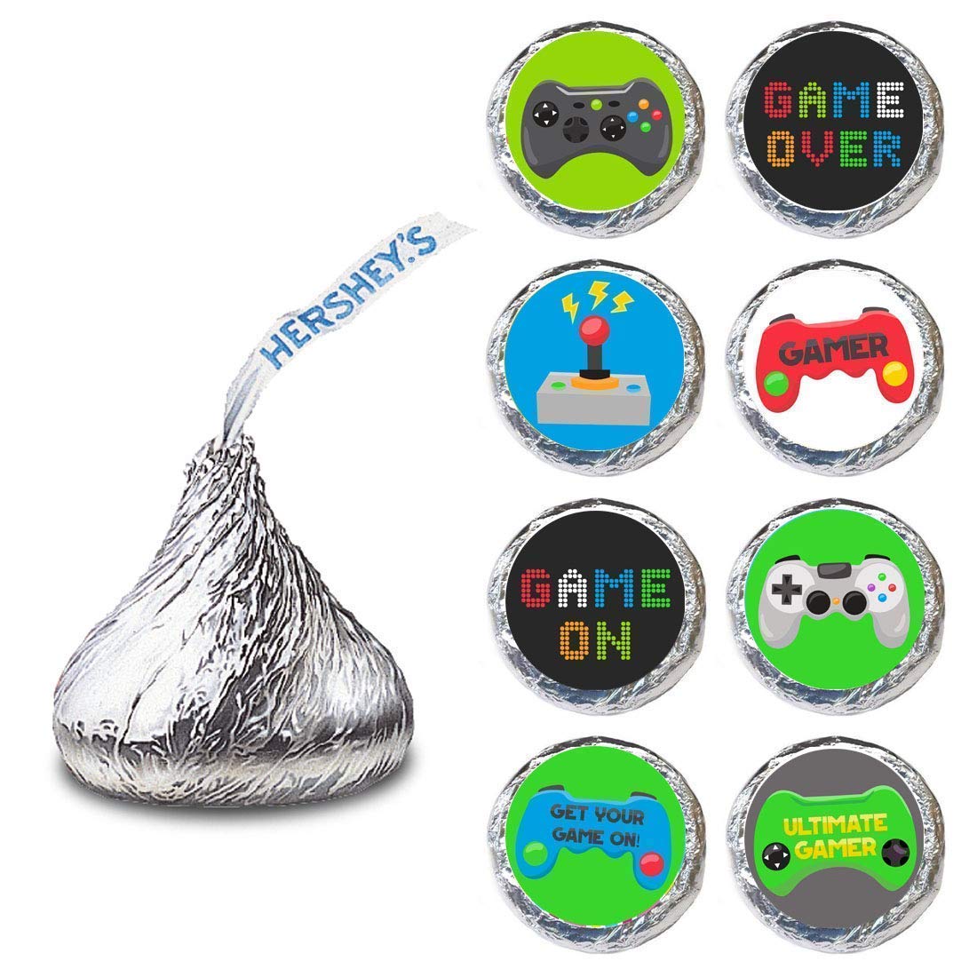 Video Games Labels for HERSHEYS KISSES Chocolates by Adore By Nat – Birthday Candy Sticker Party Favor – Set of 240
