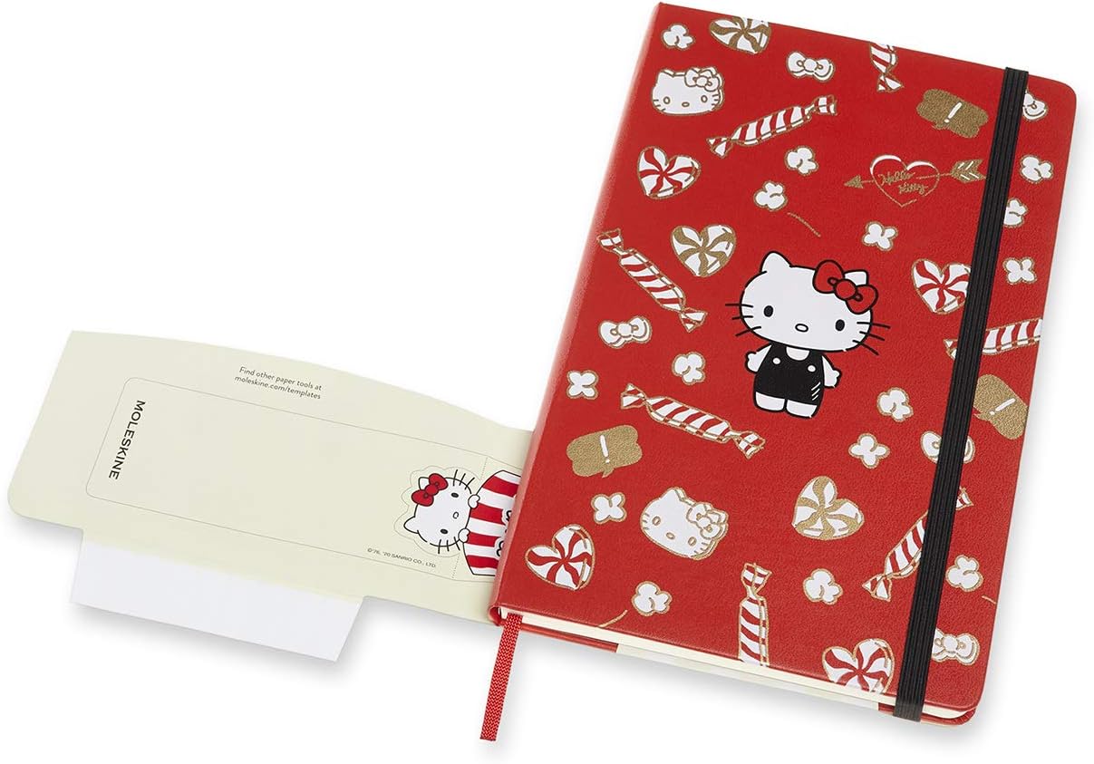 (Moleskine) Moleskin LEHK04QP060 Hello Kitty Notebook, Hard Cover, Large Size, Width 5.1 x Height 8.3 inches (13 x 21 cm), Ruled, Red