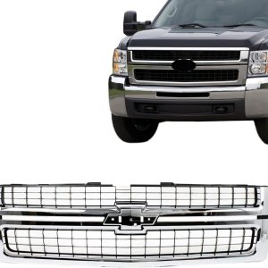 Perfit Liner Nueva parrilla frontal de plástico cromado negro mate compatible con Chevy Silverado 2500HD 3500HD 3500HD LT LTZ 25825521 GM1200608 Perfit Liner Nueva parrilla frontal de plástico cromado negro mate compatible con Chevy Silverado 2500HD 3500HD 3500HD LT LTZ 25825521 GM1200608