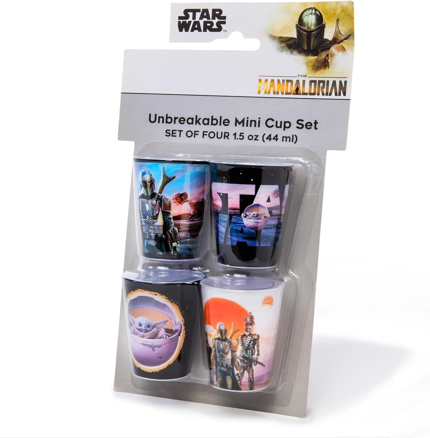 STAR WARS The Mandalorian – Mini tazas de plástico de 1.5 onzas  Juego de 4
