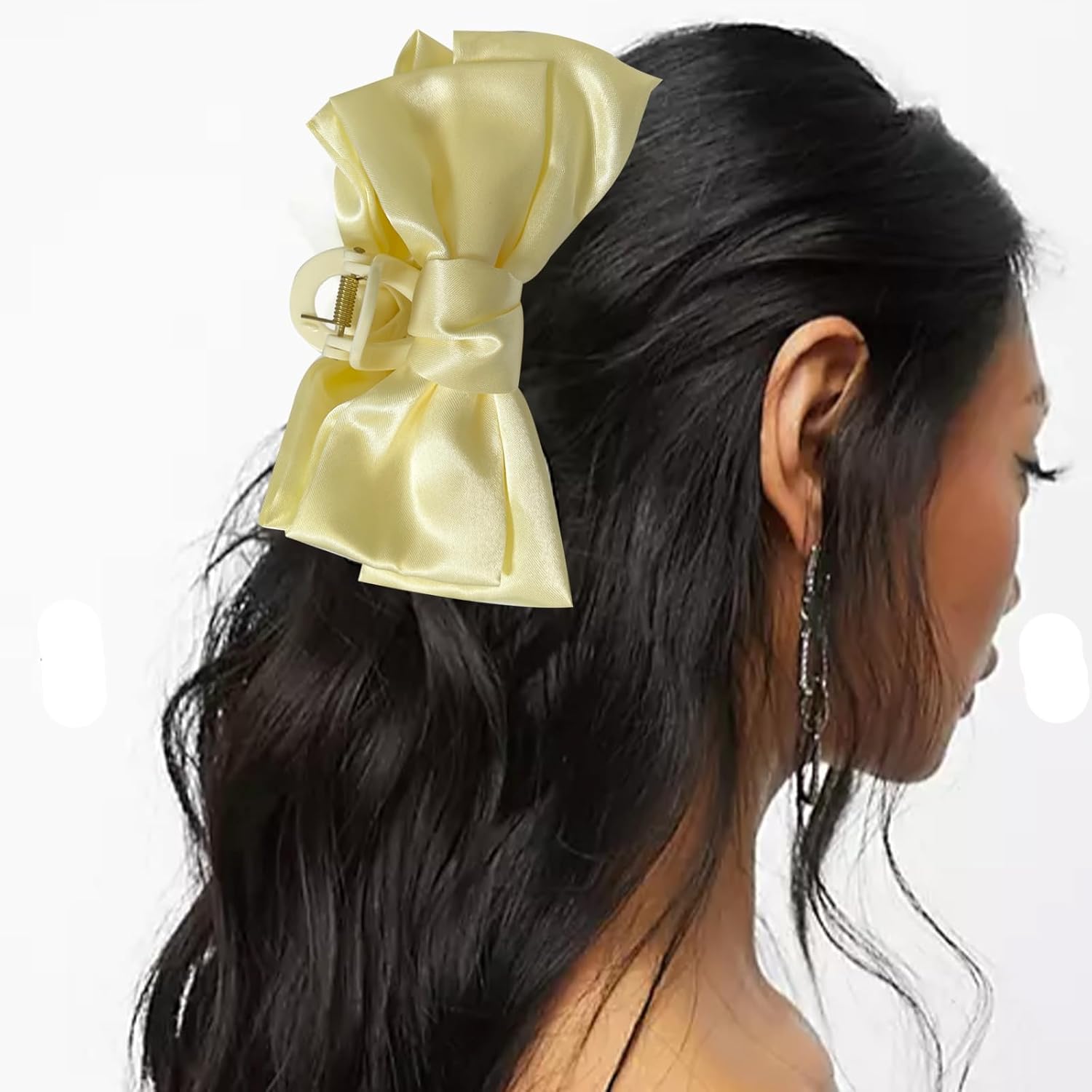 Pinza de lazo, pinzas de lazo negro de 4.8 pulgadas, pinzas de pelo blanco de 5.7 pulgadas, elegantes pinzas de pelo con lazo para cabello fino y