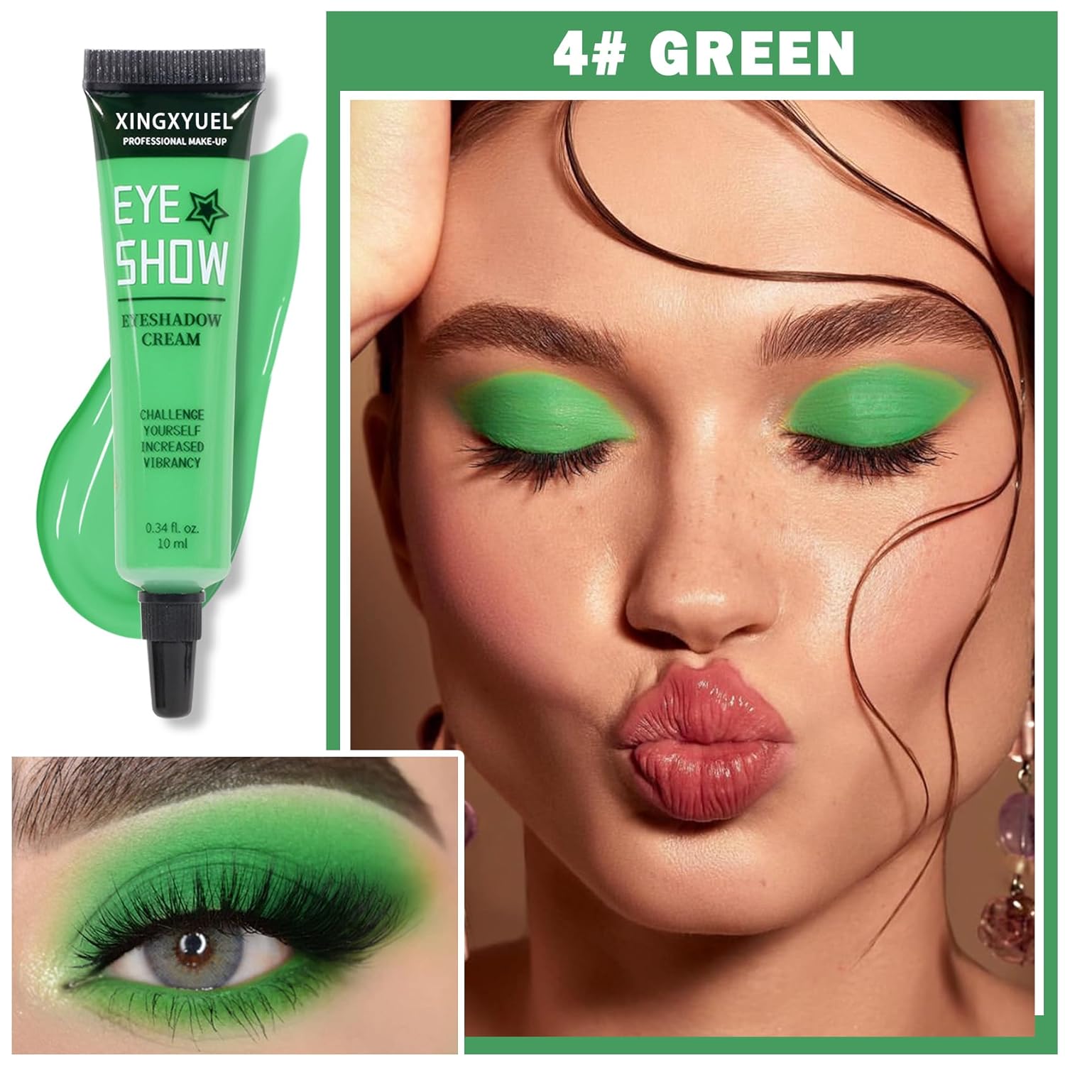 Sombra de ojos verde crema mate Sombra de ojos líquida altamente pigmentada Sombra de ojos líquida de larga duración Sombra de ojos en crema