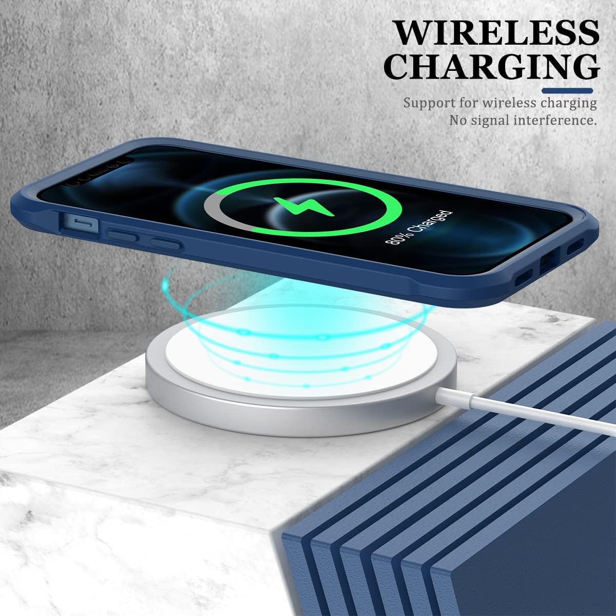 FUNMIKO Funda para iPhone 12 Pro Max, funda transparente con protector de pantalla integrado sensible al tacto, paso de grado militar de 21 pies,