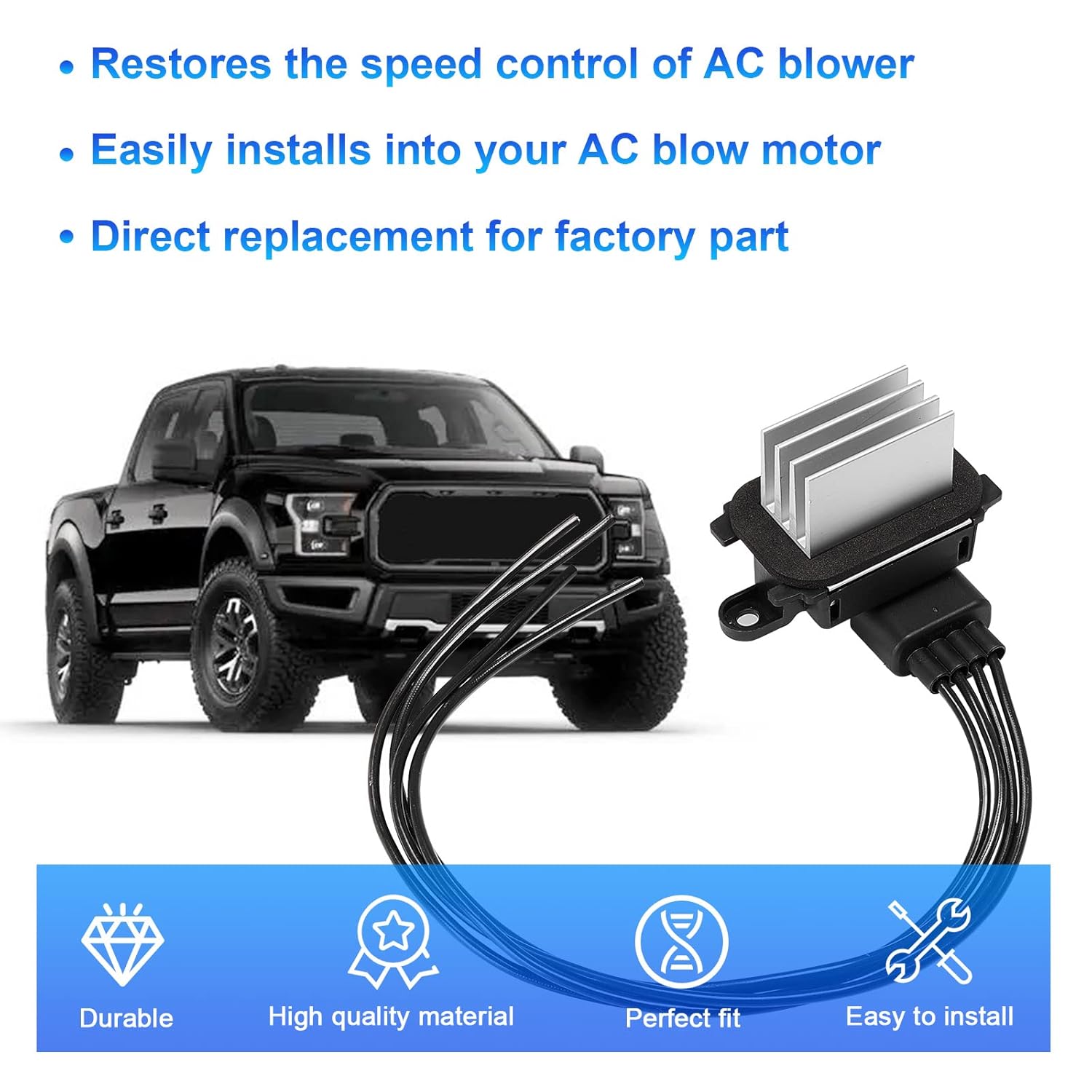 BL3Z-19E624-A Kit de resistencias de motor de soplador de HVAC, módulo de control de ventilador de CA con arnés de cable de conector WPT688,