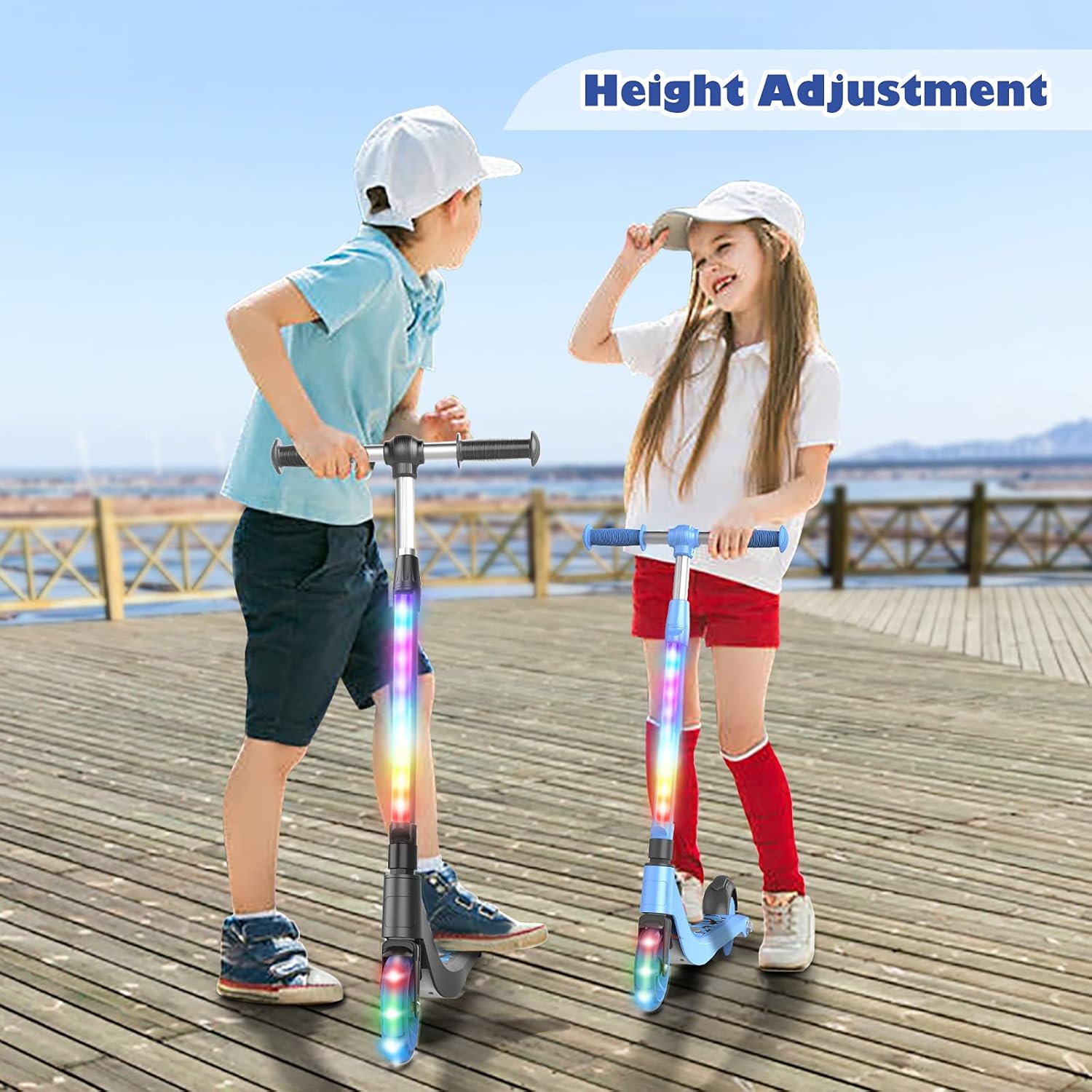 Patineta eléctrica para niños de 6 a 12 años con scooters plegables con luz de 3 a 5 años, scooter de patada para niños pequeñosgrandes con manillar