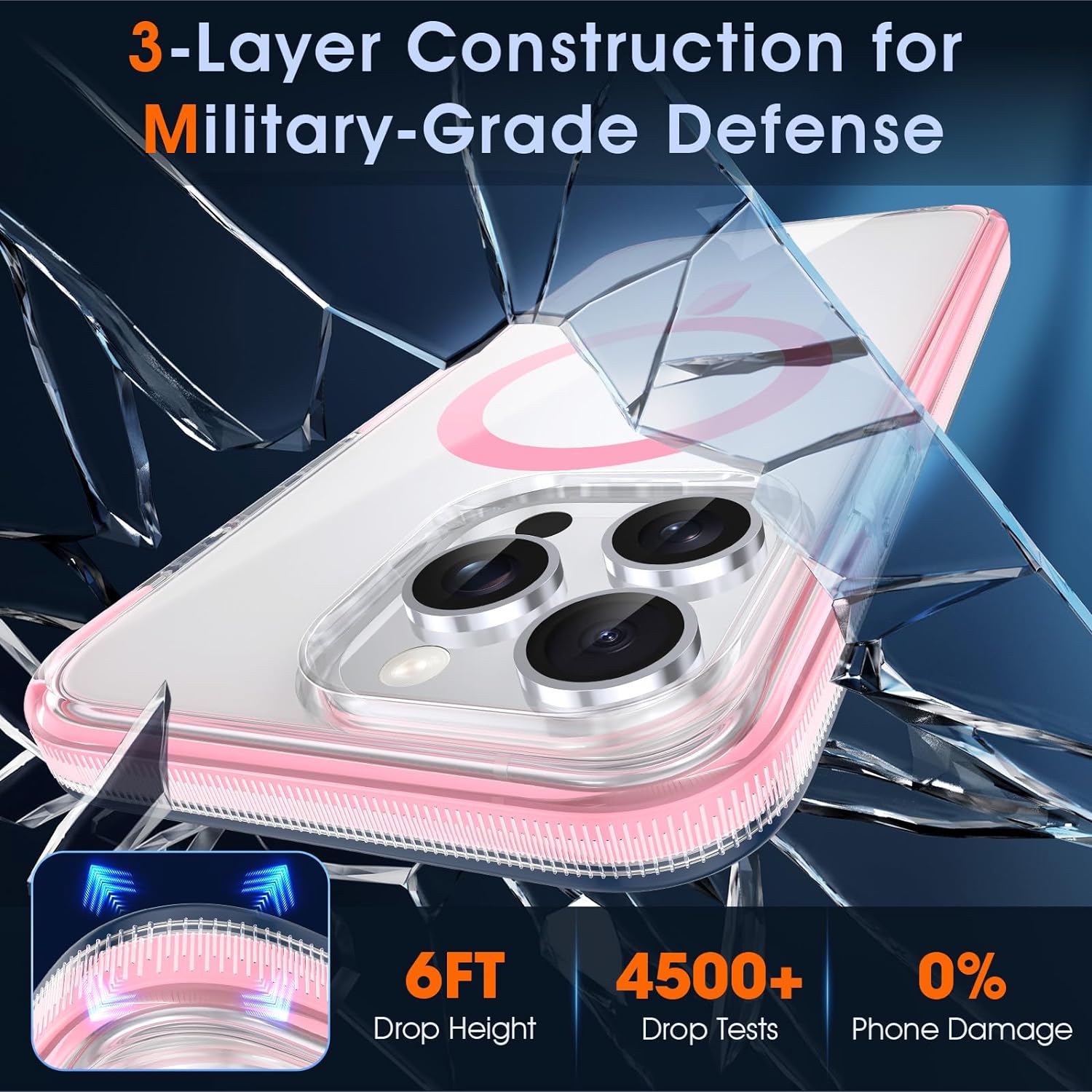 MILPROX Funda compatible con iPhone 15 Pro  Compatible con MagSafe  Diseño magnético transparente transparente  Antideslizante que no se amarillea