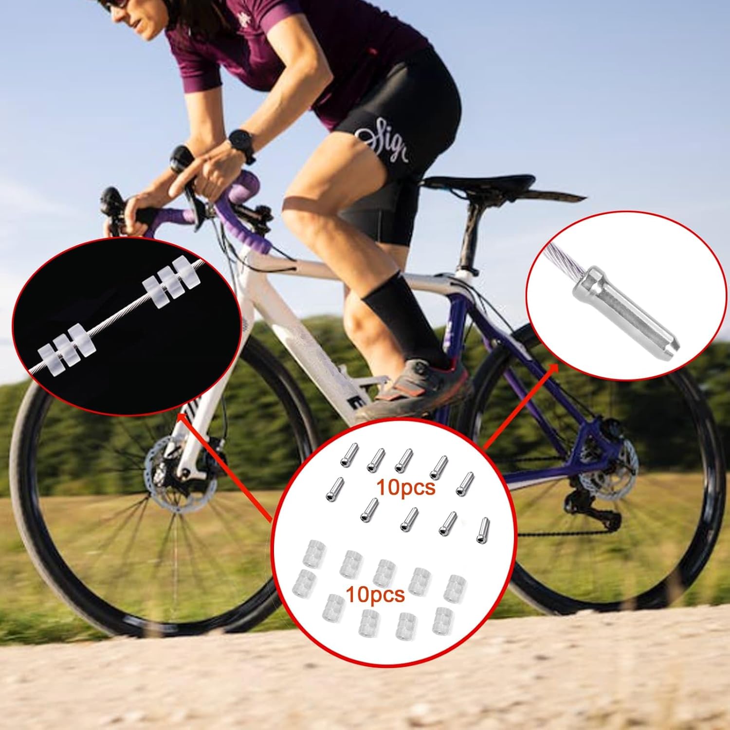 Ciomszan 10 cables de freno de bicicleta, cables de cambio de desviador de bicicleta, líneas de freno delantero y trasero, juego de cables de cambio