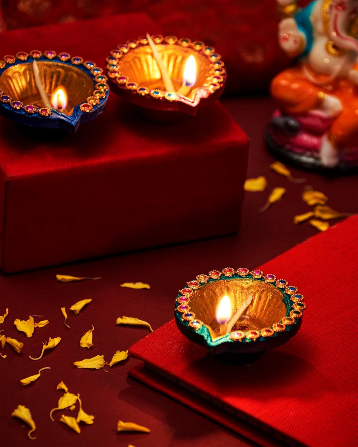 12 piezas Diwali Diyas para decoración Diwali Decoraciones para el hogar Diwali luces Diwali Decoración Diwali Diya Diwali Vela Diwali Regalos para