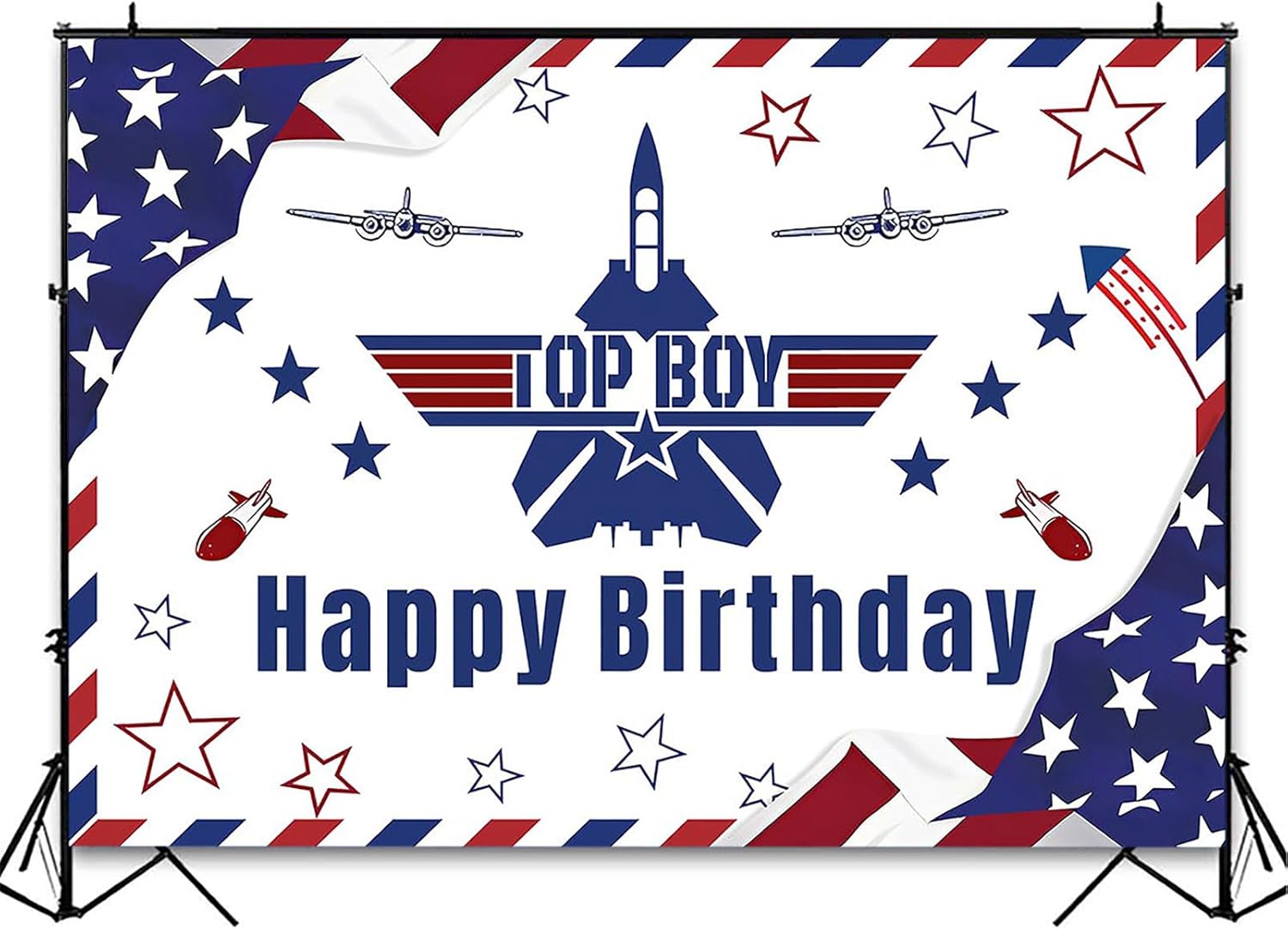 Avezano Telón de fondo de cumpleaños de avión para niños, temática militar de combatiente, decoraciones para fiestas de cumpleaños, cartel de fiesta