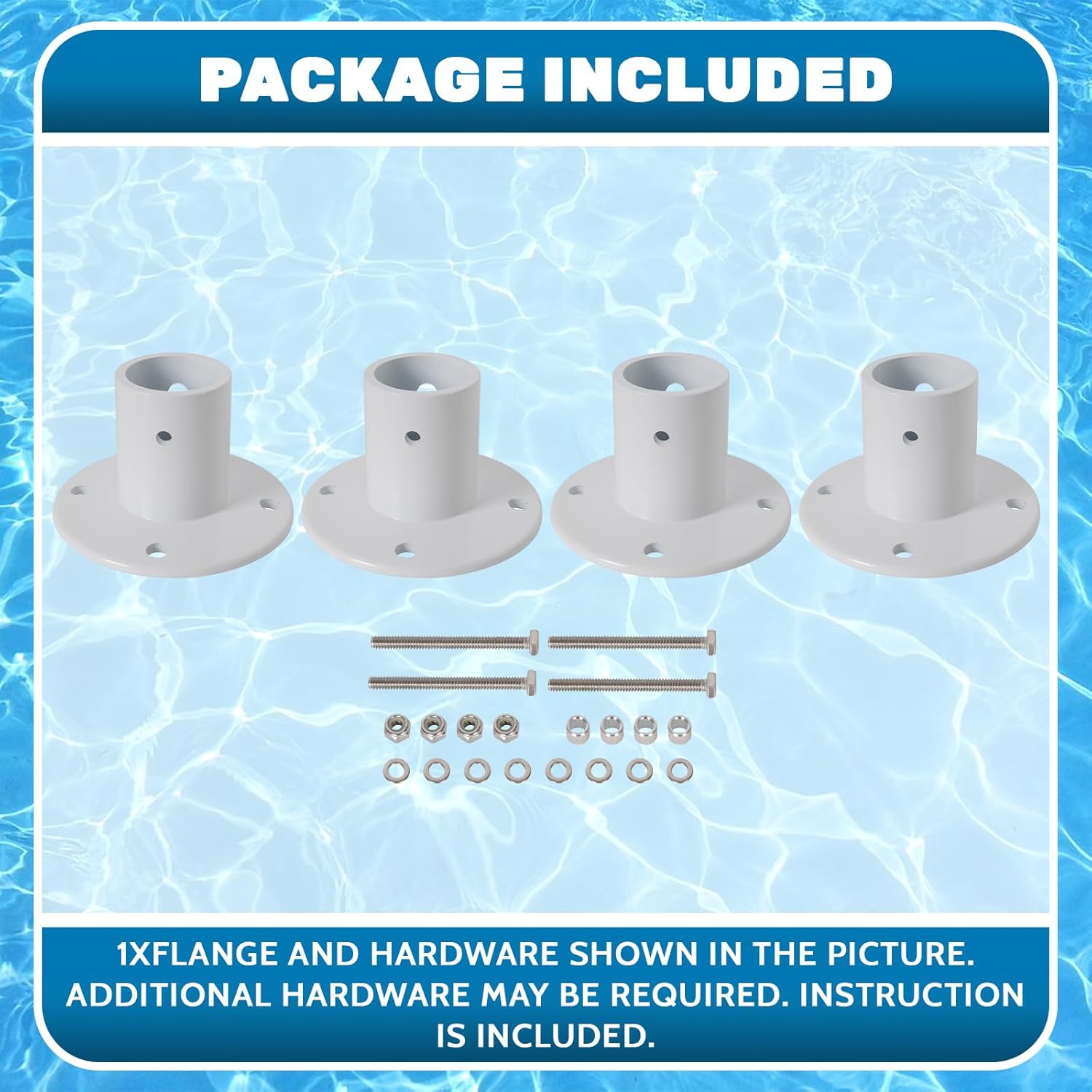 ECOTRIC Brida de anclaje de cubierta de repuesto de aluminio fundido sobre el suelo, escaleras y pasamanos para piscina, 1 78 pulgadas de diámetro