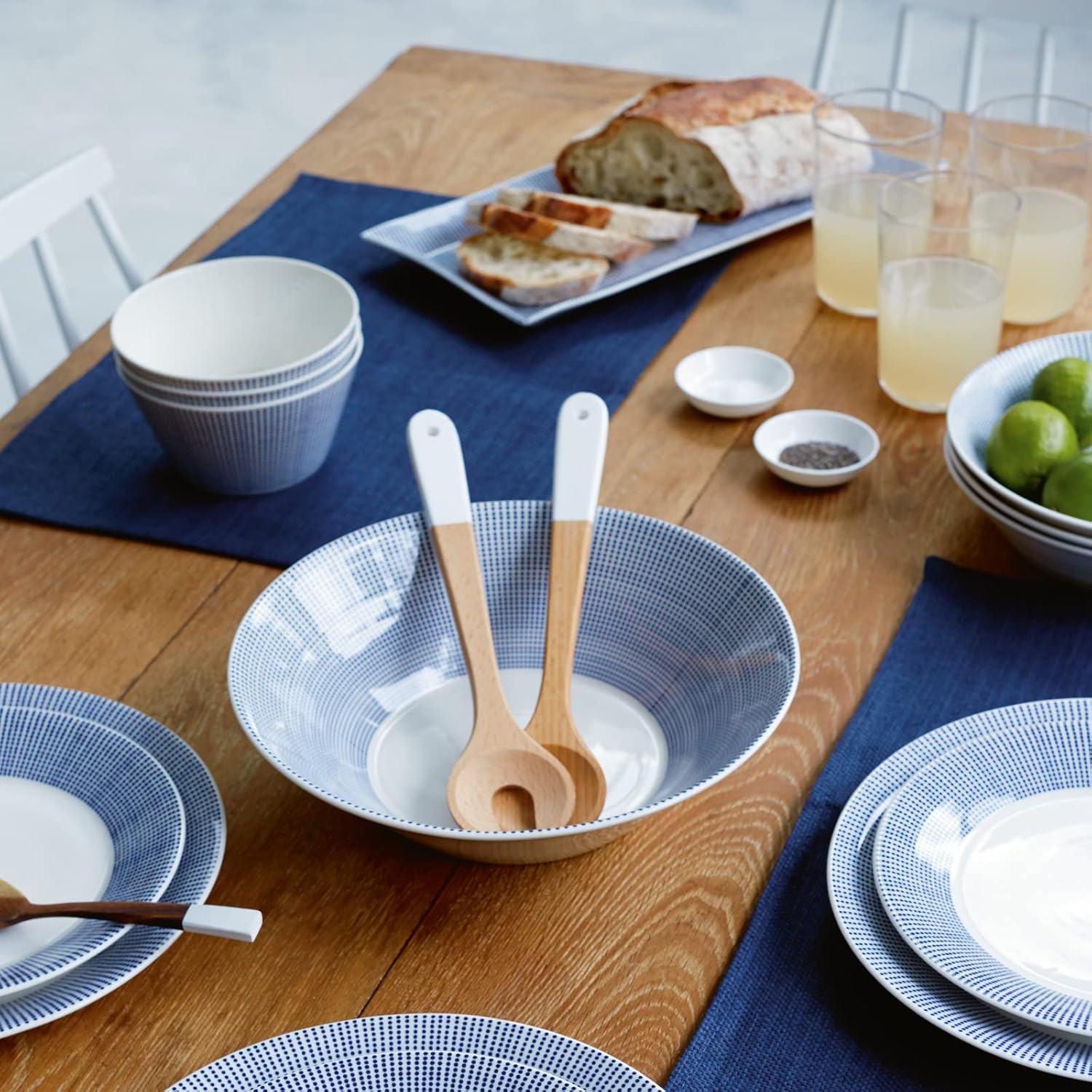 Royal Doulton Pacific Dots Set de vajilla de porcelana., plato de ensalada 23 cm, Azul