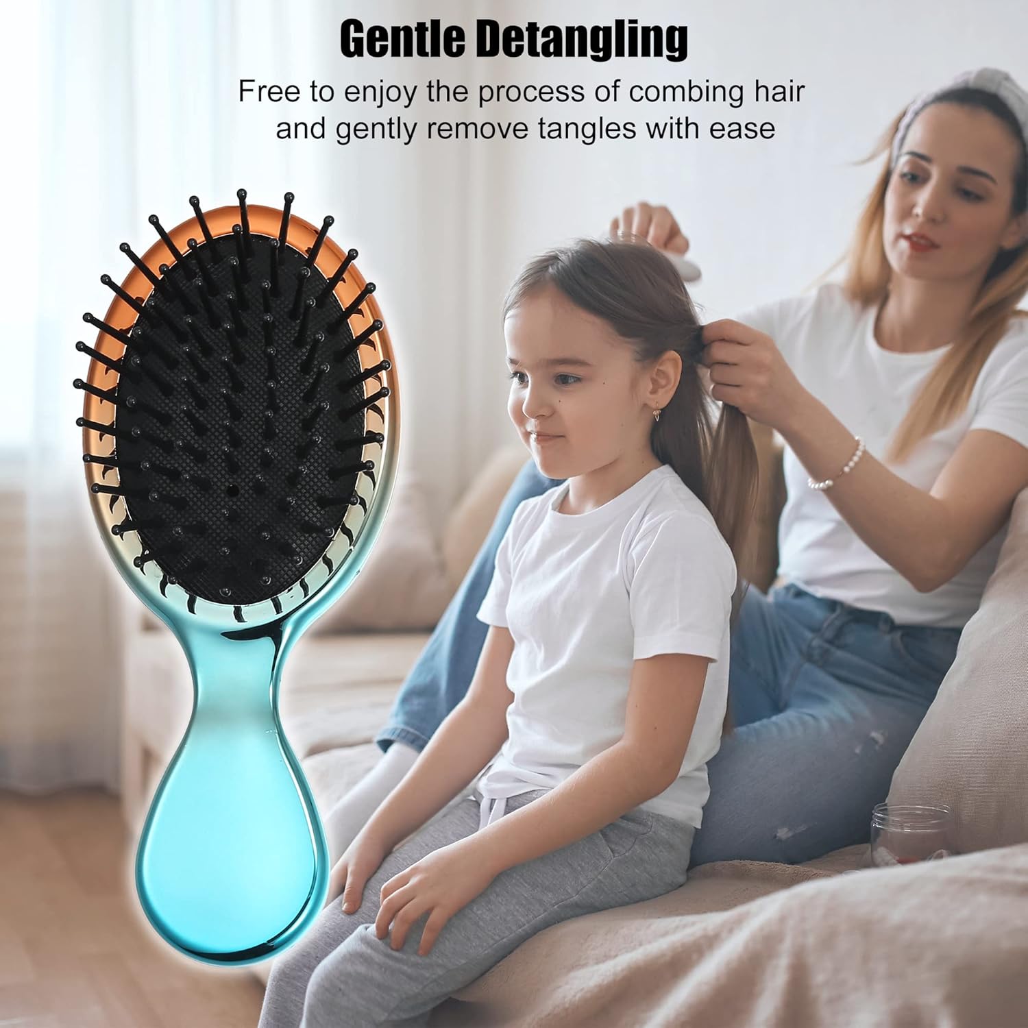 VOCOSTE Mini cepillo de pelo de viaje, cepillo desenredante de bolsillo degradado para cabello húmedo y seco, cepillo de viaje de tamaño pequeño