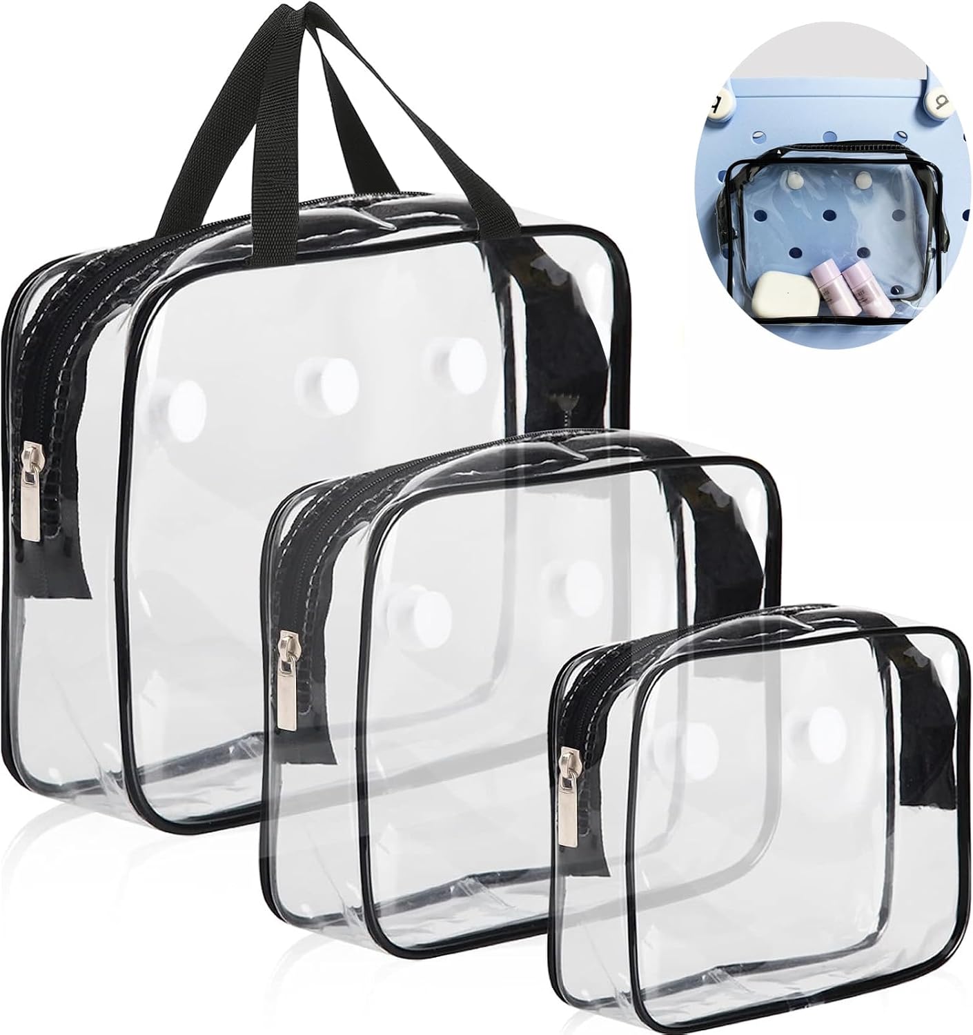 3 piezas transparentes para bolsa de playa, accesorios para bolsa Bogg, bolsas de inserción impermeables, organizador de almacenamiento, bolsas de