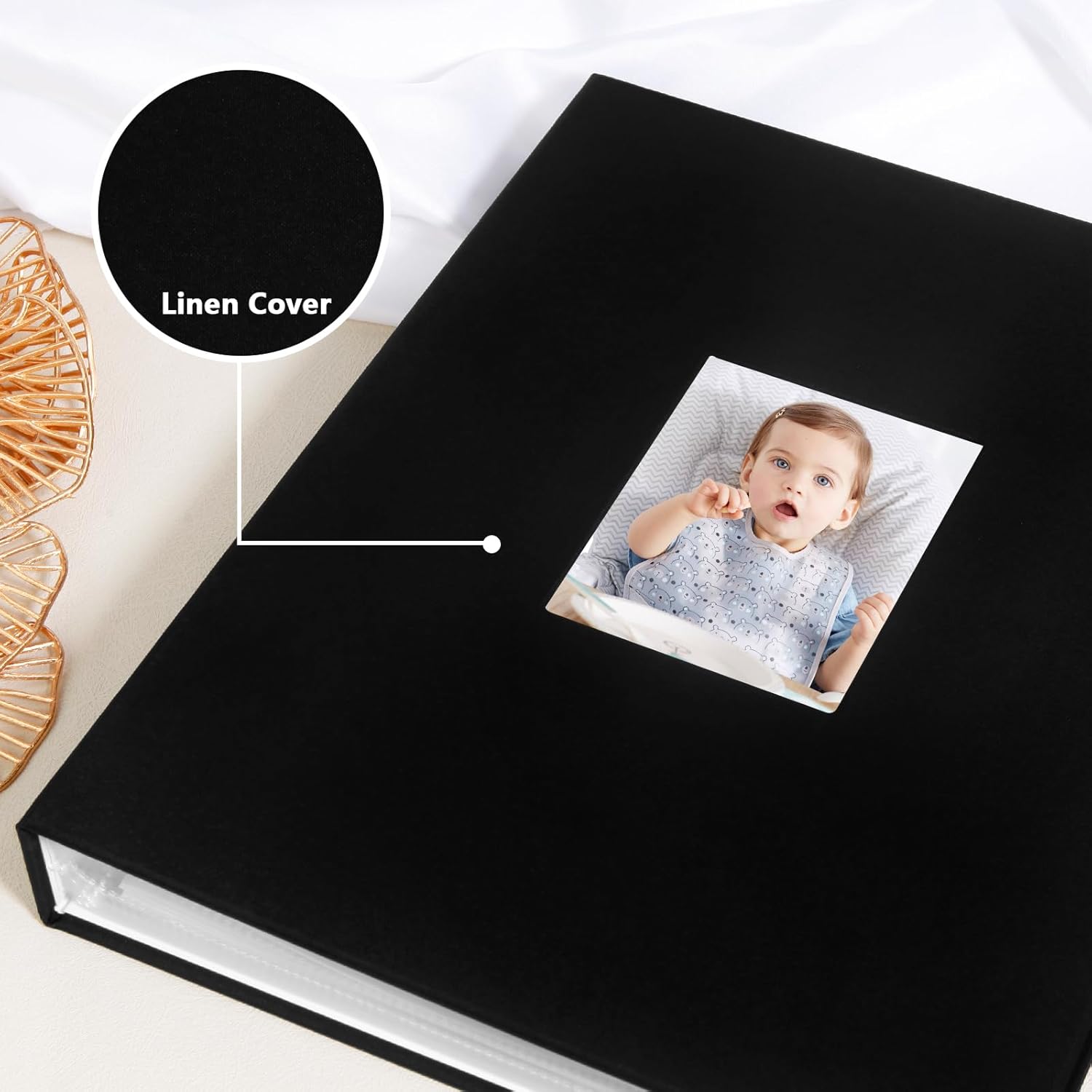 Aevdor Álbum de fotos de 11 x 14 pulgadas con capacidad para 64 fotos, portafolio de arte con cubierta de lino de 11 x 14 pulgadas, carpeta de arte