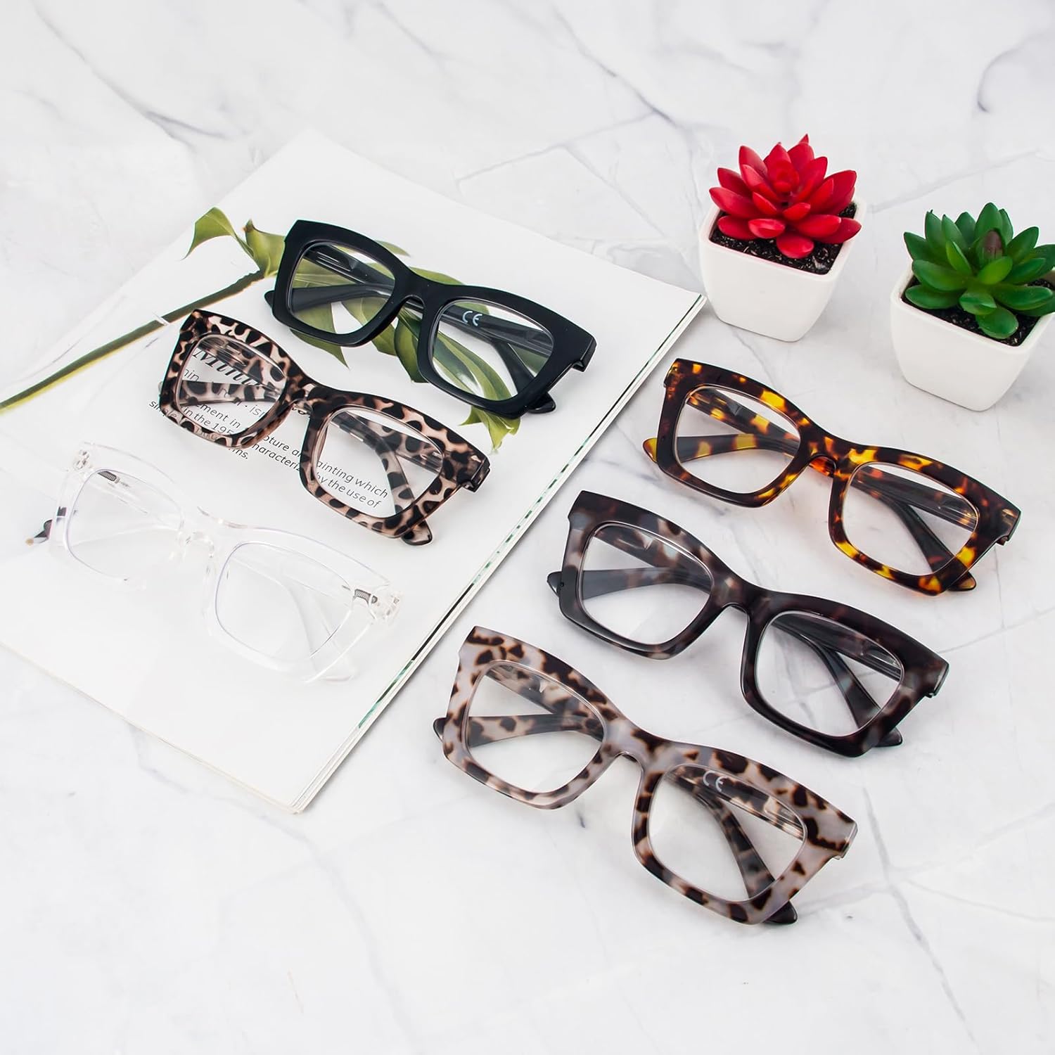 REAVEE Oprah Style – Lentes de lectura para mujer, con bloqueo de luz azul, bonitos lentes cuadrados de gran tamaño, bisagra de resorte