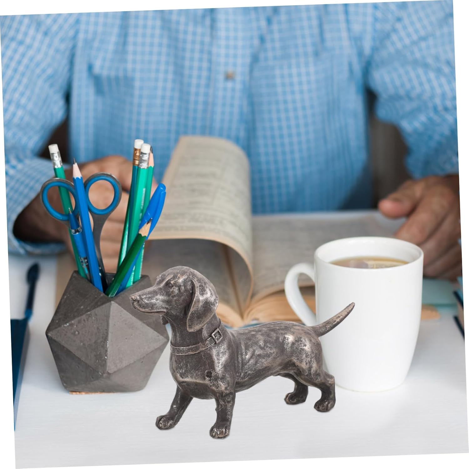 GANAZONO Estatua de cachorro de resina, escultura de animal, estatua de perro, adorna de perro, estatua de perro de resina, adorno de resina,