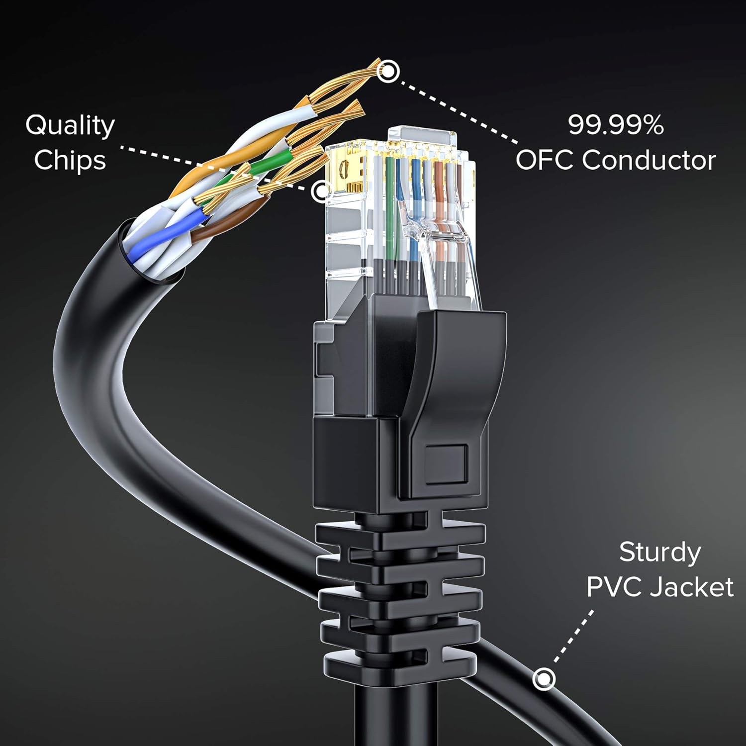 Maximm Cable Ethernet Cat 6 de 100 pies, cobre 100% puro, cable LAN Cat6, cable de Internet, cable de conexión y cable de red, UTP (negro) de 100