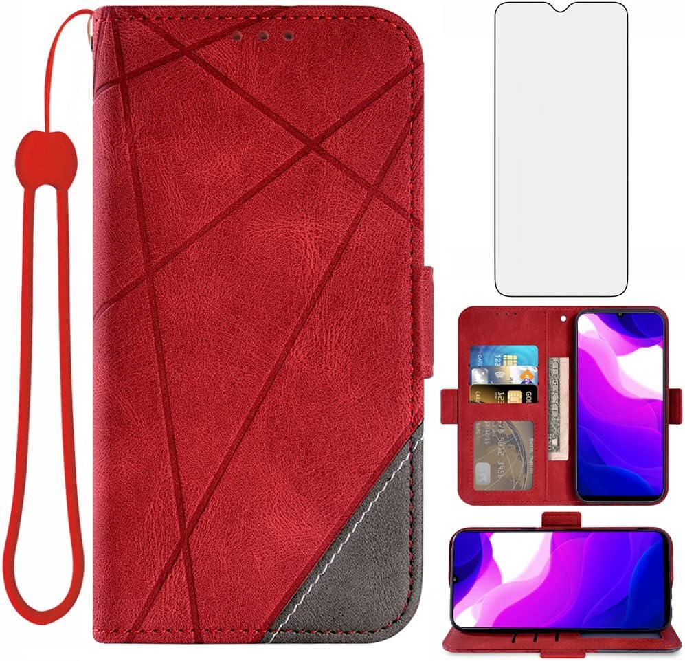 Asuwish Compatible con Xiaomi Mi 10 LiteMi10Lite 5GMi10 Youth 5G Funda tipo cartera y protector de pantalla de vidrio templado Soporte de tarjeta