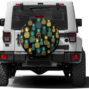 Foruidea Cubierta de neumático de repuesto de piña de frutas tropicales con orificio de cámara de respaldo para remolque, RV, SUV y muchos Foruidea Cubierta de neumático de repuesto de piña de frutas tropicales con orificio de cámara de respaldo para remolque, RV, SUV y muchos