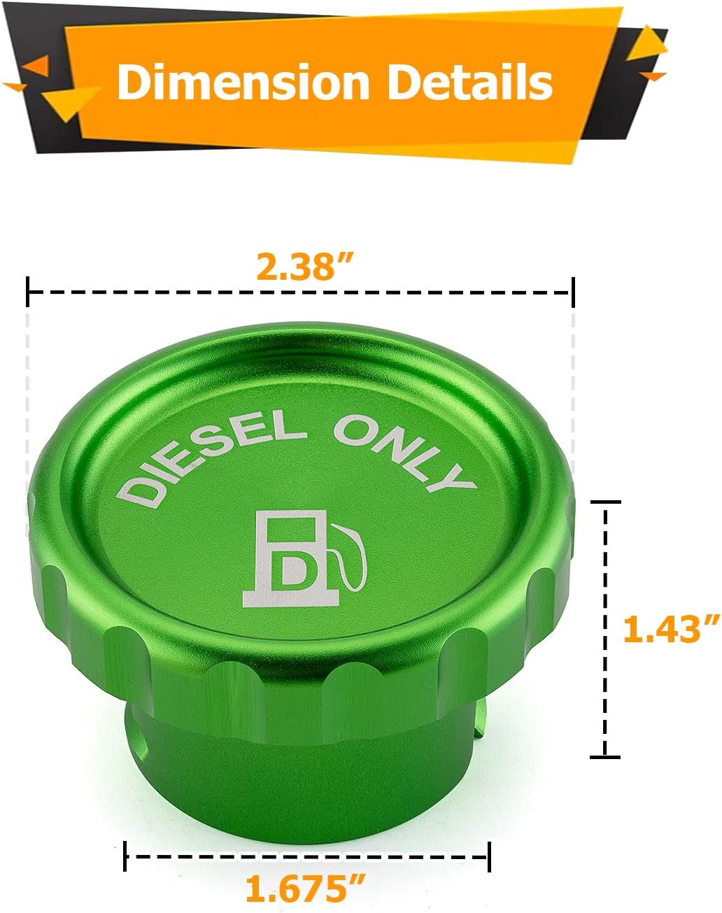 WeiSen Tapa de combustible diésel de aluminio compatible con Dodge Ram 1500 2500 3500 2019-2023 verde magnético
