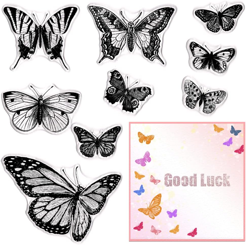 Sellos transparentes de mariposa para hacer tarjetas, sellos de goma transparente de animales, sellos de mariposas para decoración de tarjetas