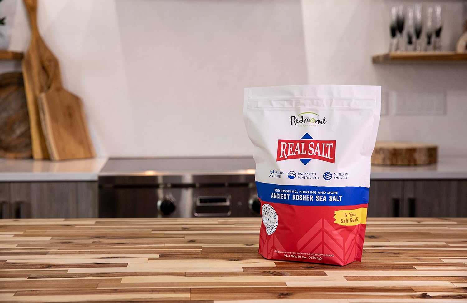 Redmond Real Salt Kosher – Molienda Kosher natural sin refinar sin gluten, bolsa de 10 libras