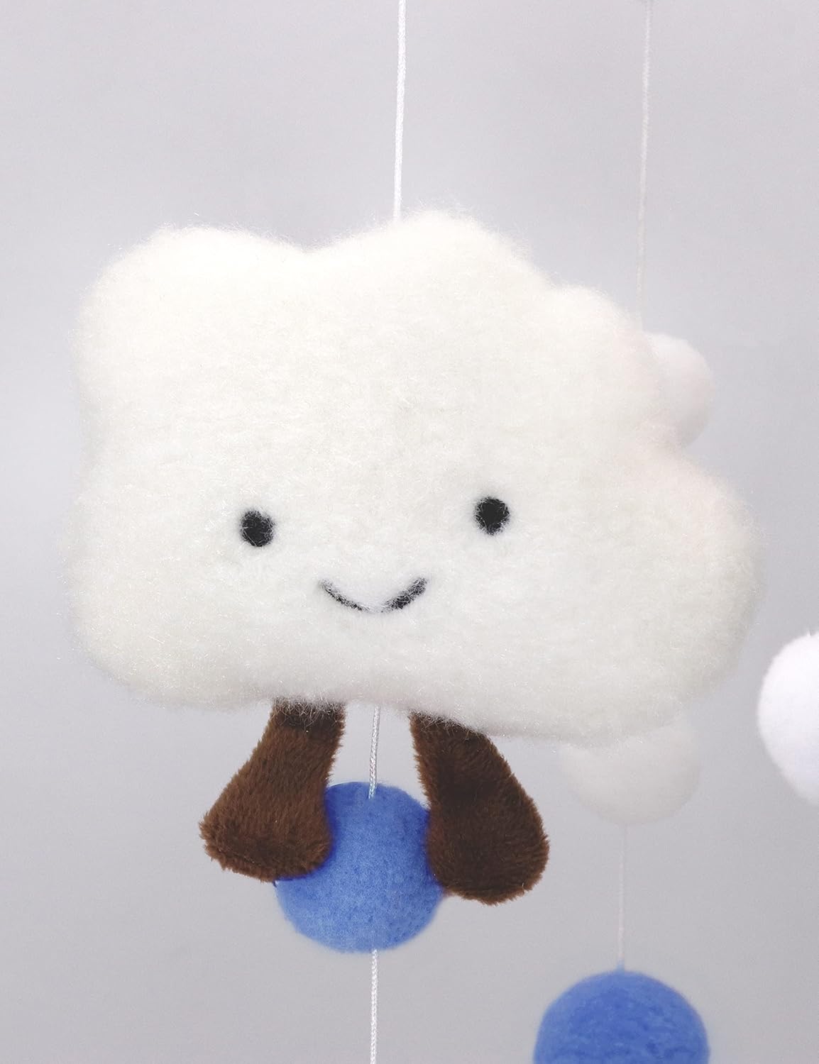 Encantadora cama de cuentas de madera de fieltro para bebé techo móvil decorar colgantes, accesorios de enfermería infantil, enfermera (nube azul