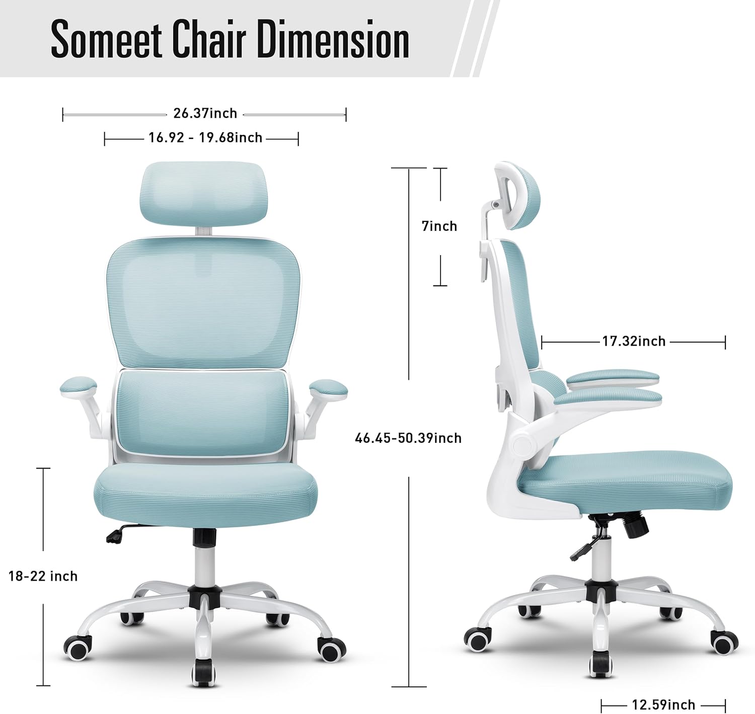 Silla de oficina, silla de oficina ergonómica con reposacabezas, sillas de computadora de malla de respaldo alto para oficina en casa con soporte de