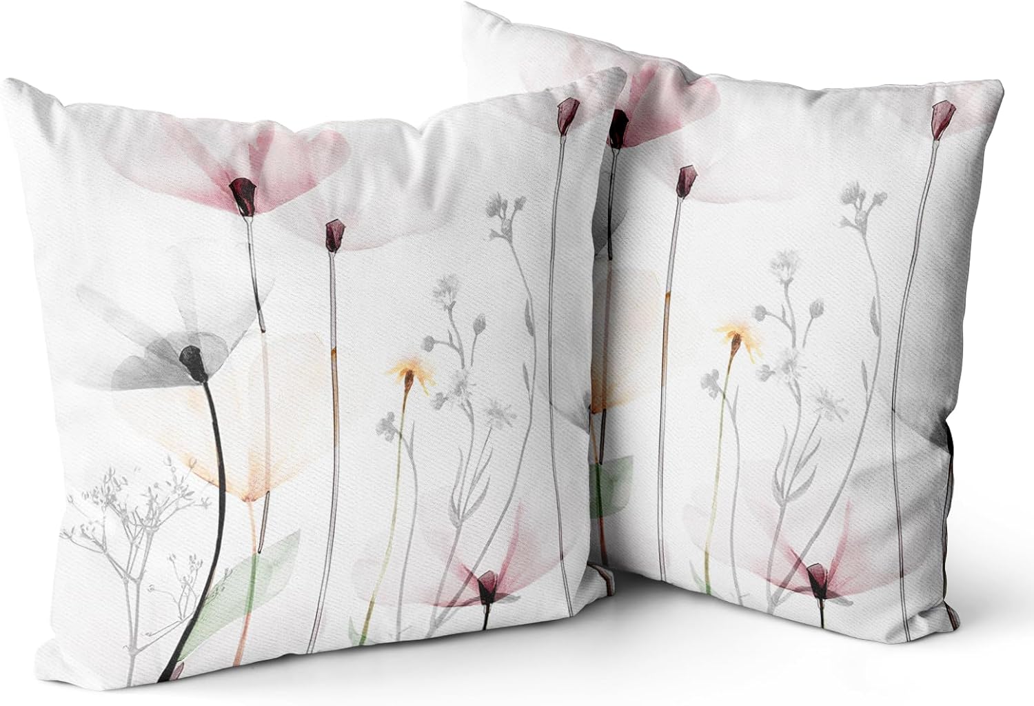 Juego de 2 fundas de almohada de 18 x 18 pulgadas, color marrón, crema, gris y rosa, fundas de almohada rústicas abstractas modernas, decoración del