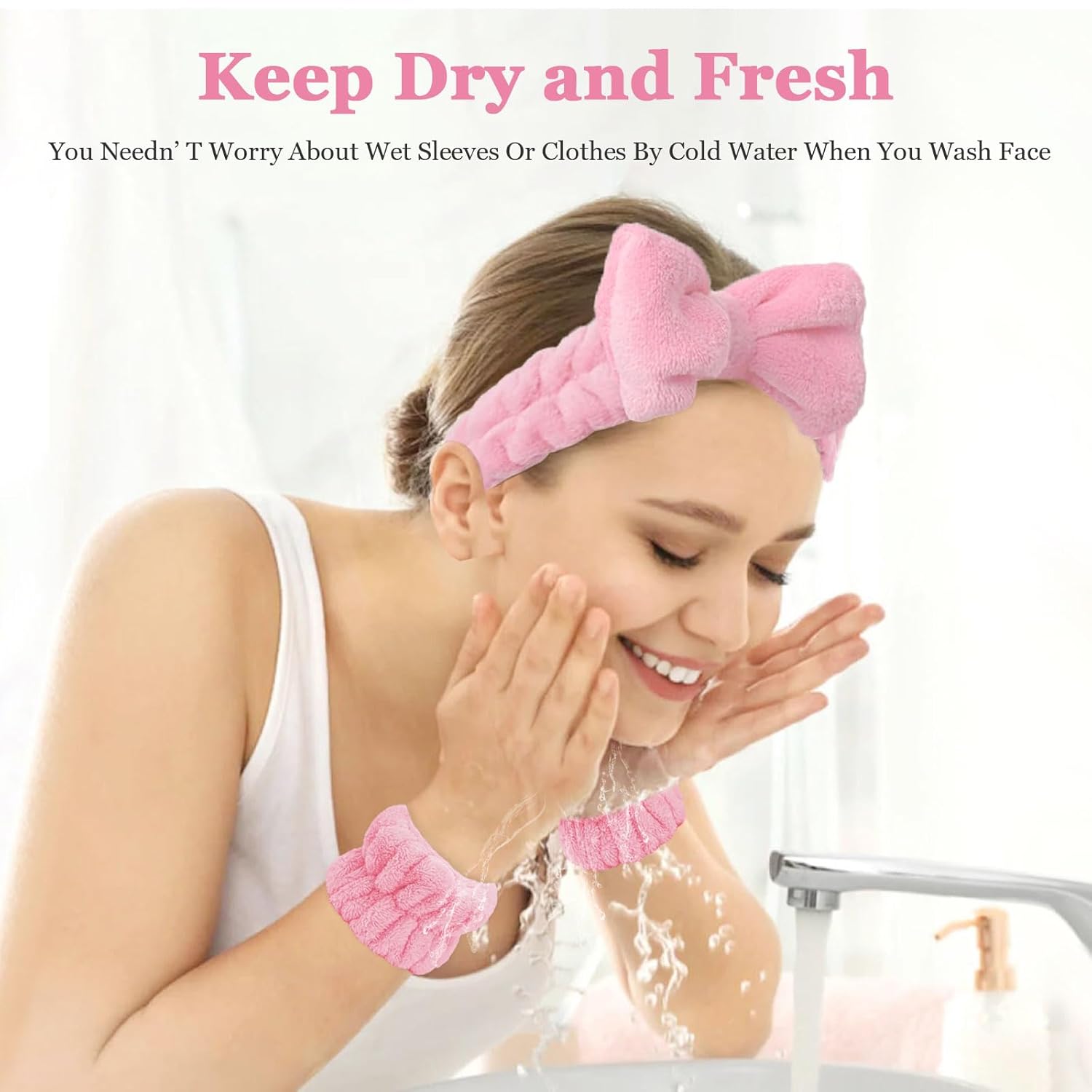 6 diademas de maquillaje, diadema para lavar la cara, diadema de spa para lavar la cara y pulseras a juego, estilo lindo, diademas peludas para el
