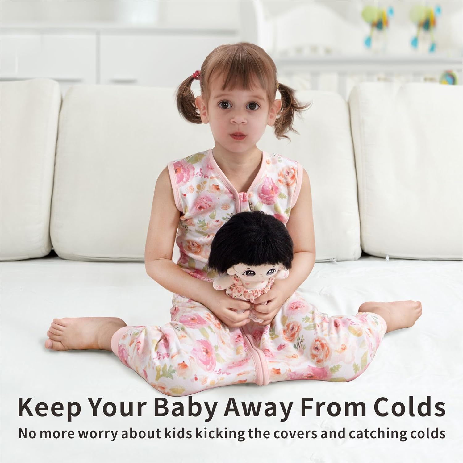 Saco de dormir para bebé con pies, 100% algodón, transpirable, saco de dormir para niños pequeños