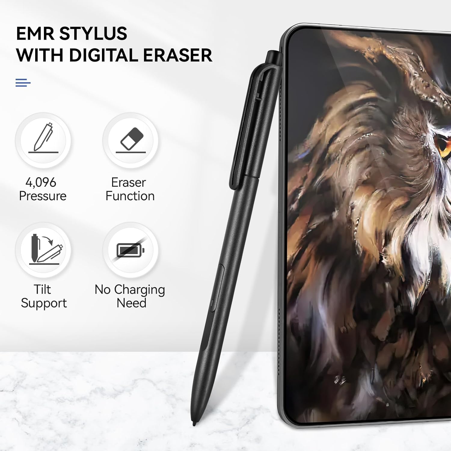 EMR Stylus compatible con 2 bolígrafos con borrador, bolígrafo de repuesto para 2 tabletas notablesdispositivo notable, 4096 niveles de presión,