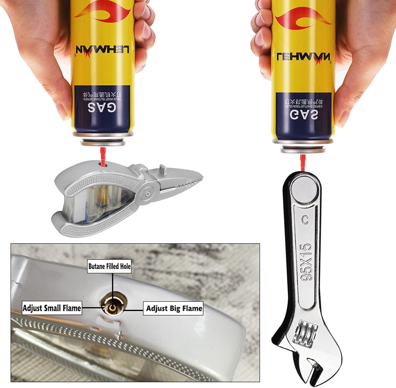 Encendedor de antorcha, alicates creativos, encendedor de butano con diseño de llave, encendedor de gas butano resistente al viento, encendedor de