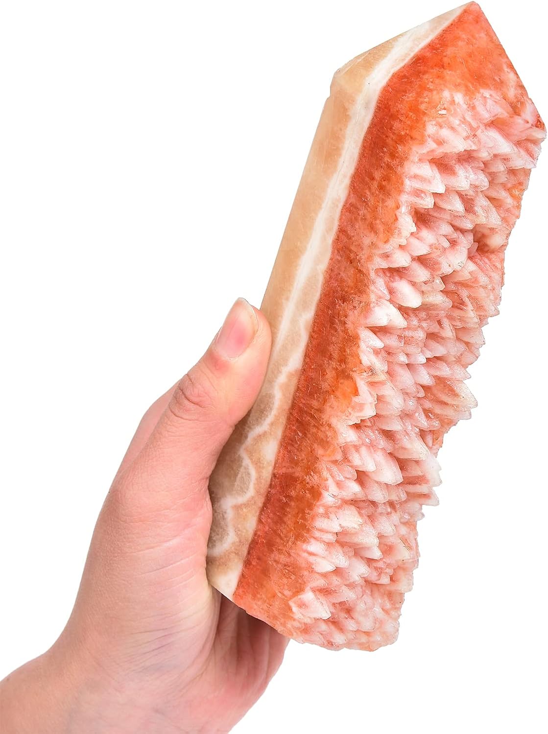 AMOYSTONE Varitas de torre de cristal curativo, geodas cuadradas de calcita naranja, obelisco en racimo para decoración del hogar, terapia de