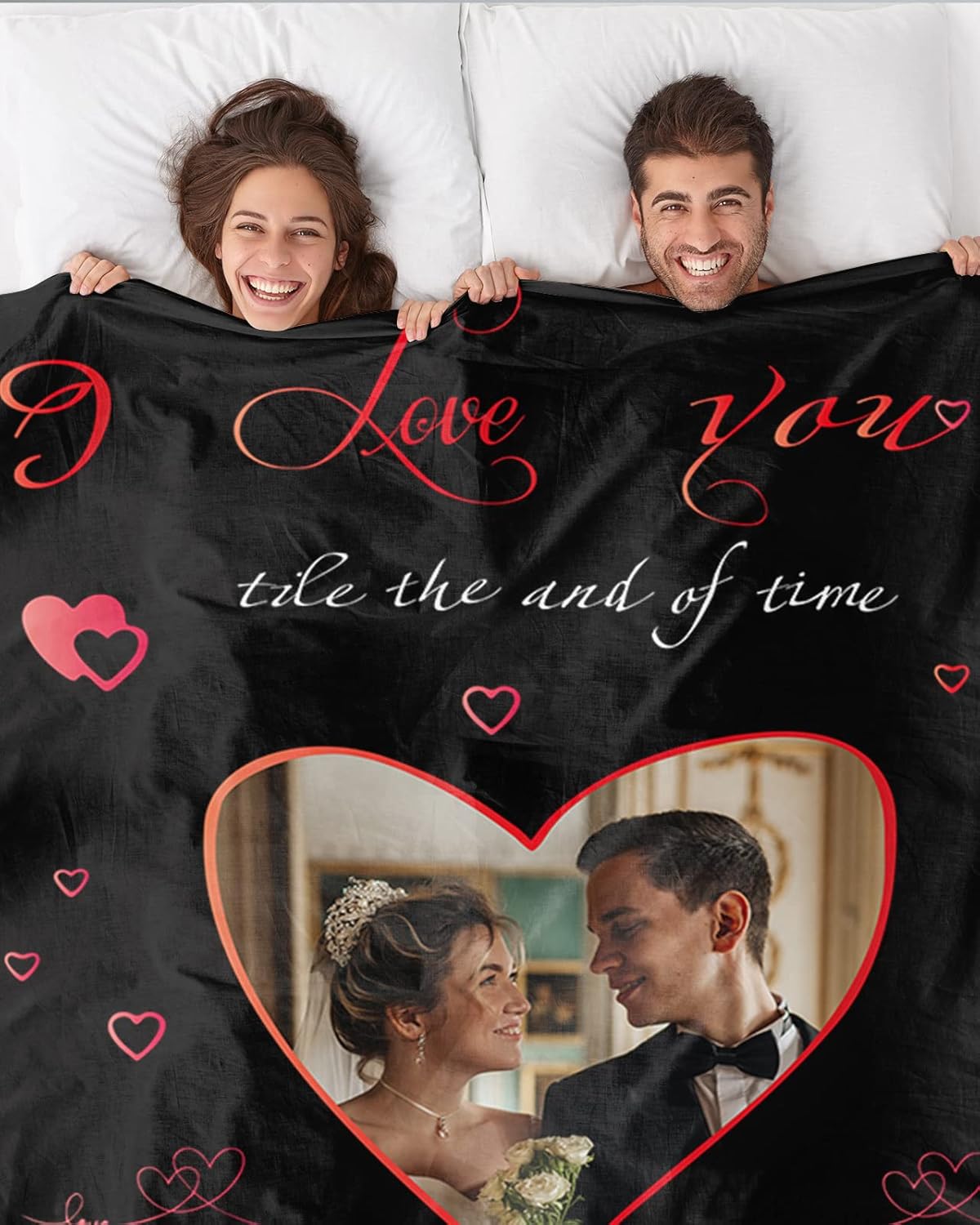 Manta personalizada con nombre, imagen y fecha para esposa, regalos personalizados para esposa de parte del marido, manta de franela súper suave