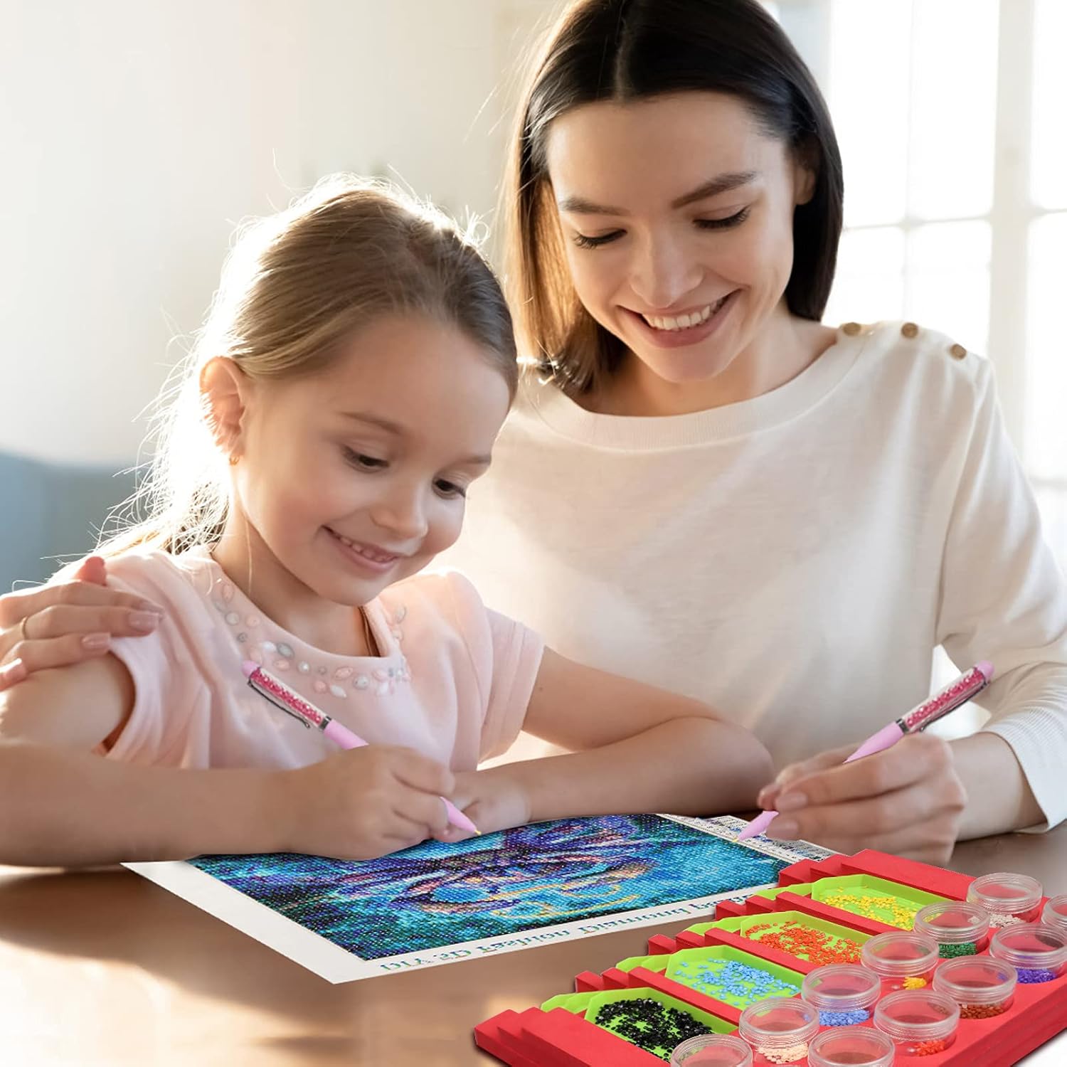 Accesorios de pintura de diamantes, bandejas, organizador, suministros de arte, kits de arte de diamantes para adultos, manualidades, 12 ranuras,