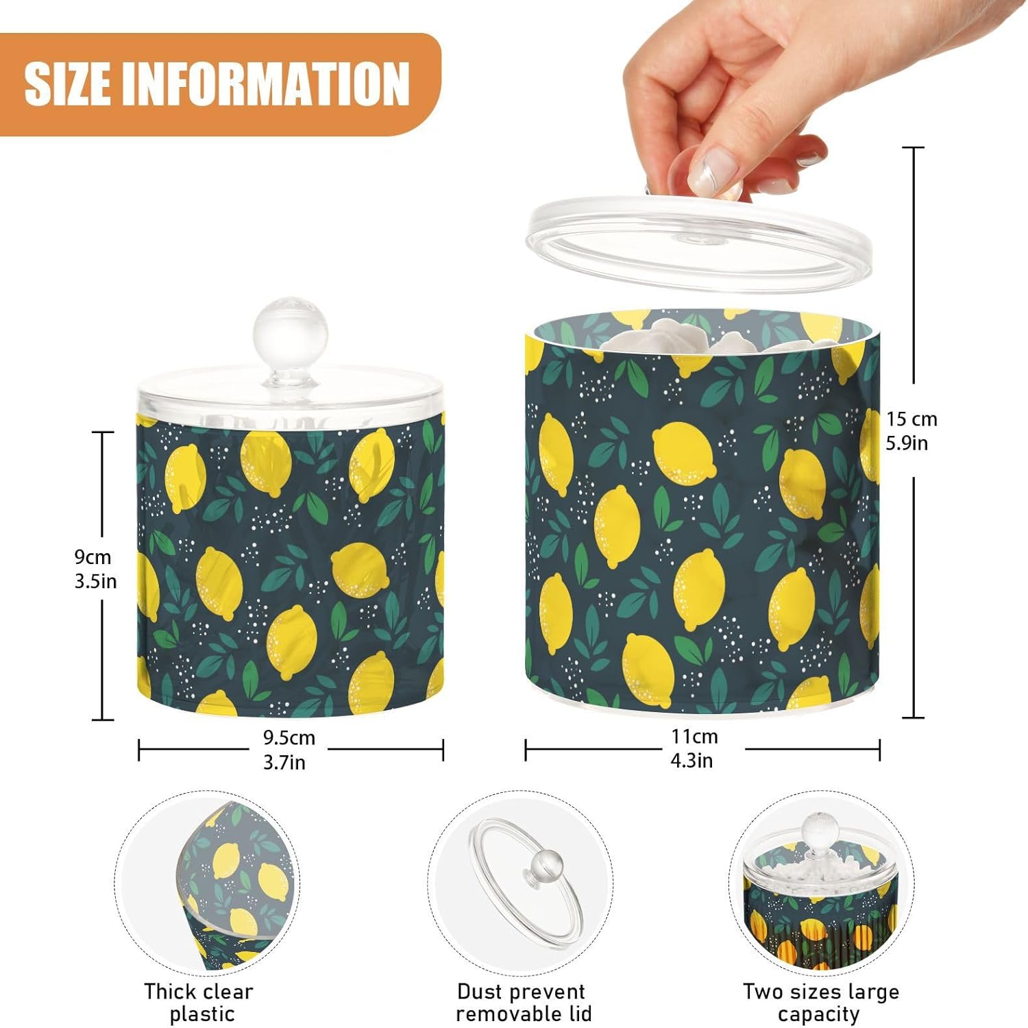 Lemons Jars with Lids Bathroom Canisters Decorative Jars Laundry Pods Container Cotton Swab Dispenser for Dorm Room Essentials for College Students