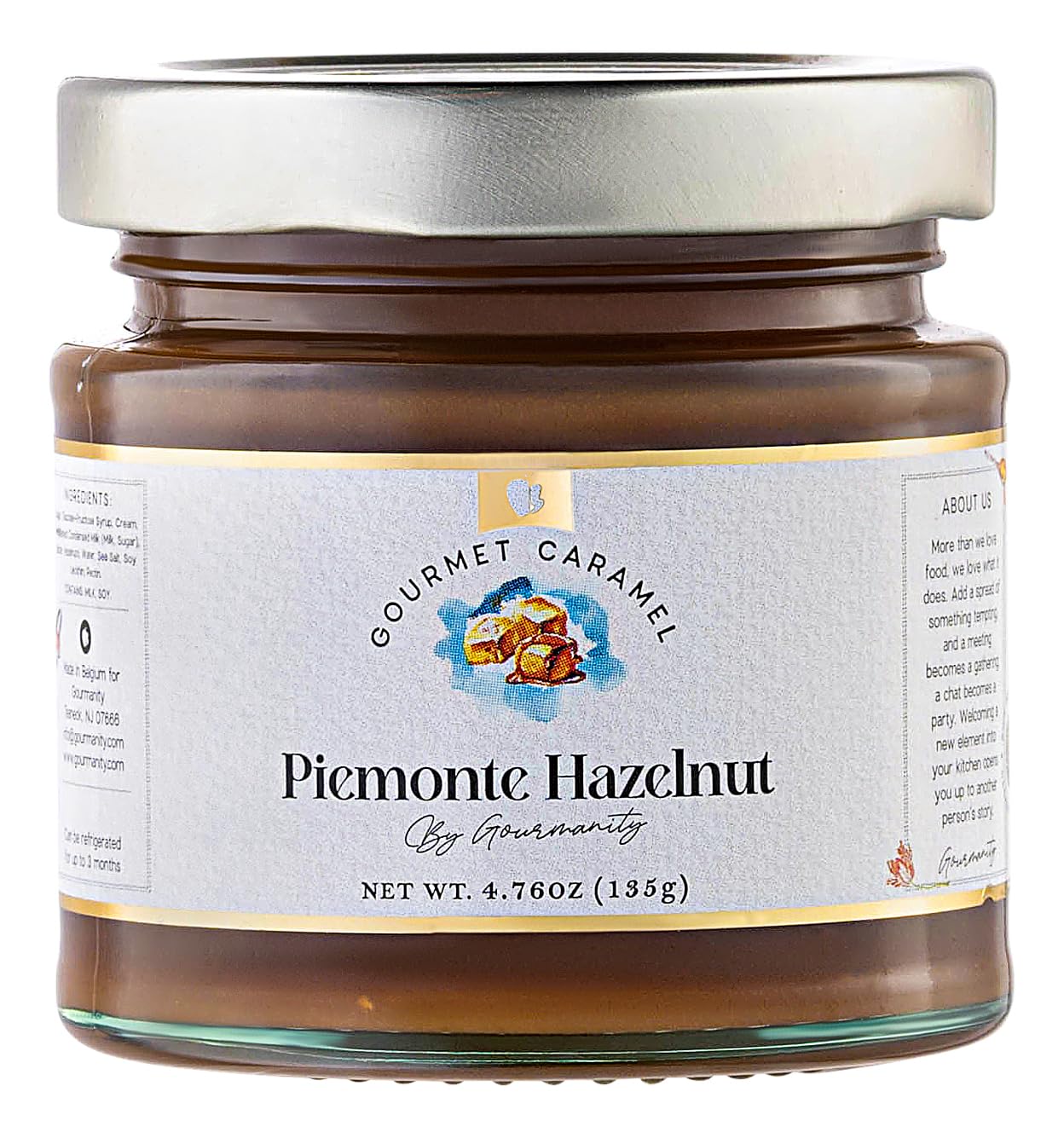 Gourmanity Juego de regalo de salsa de caramelo, auténtico caramelo salado, caramelo de avellana y chocolate belga, ingredientes para pasteles y