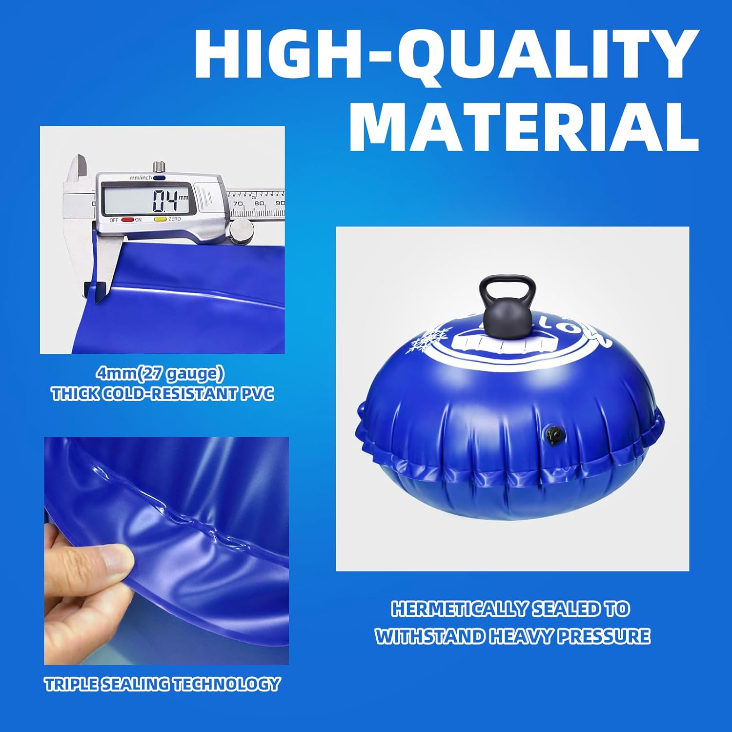 Juego de 2 almohadas de piscina de 4 x 4 pies para piscina sobre el suelo, kit de cierre de piscina para invierno, extra duraderas y resistentes al