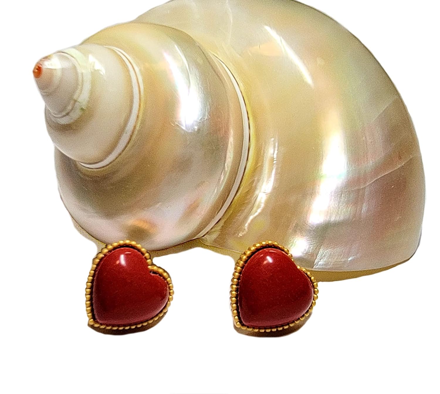 925 Sterling Silver Red Jasper Heart Stud Earrings 14K Gold Plated Matte Finish Natural Gemstone Dainty Stud Women’s Earrings – Hypoallergenic Safe
